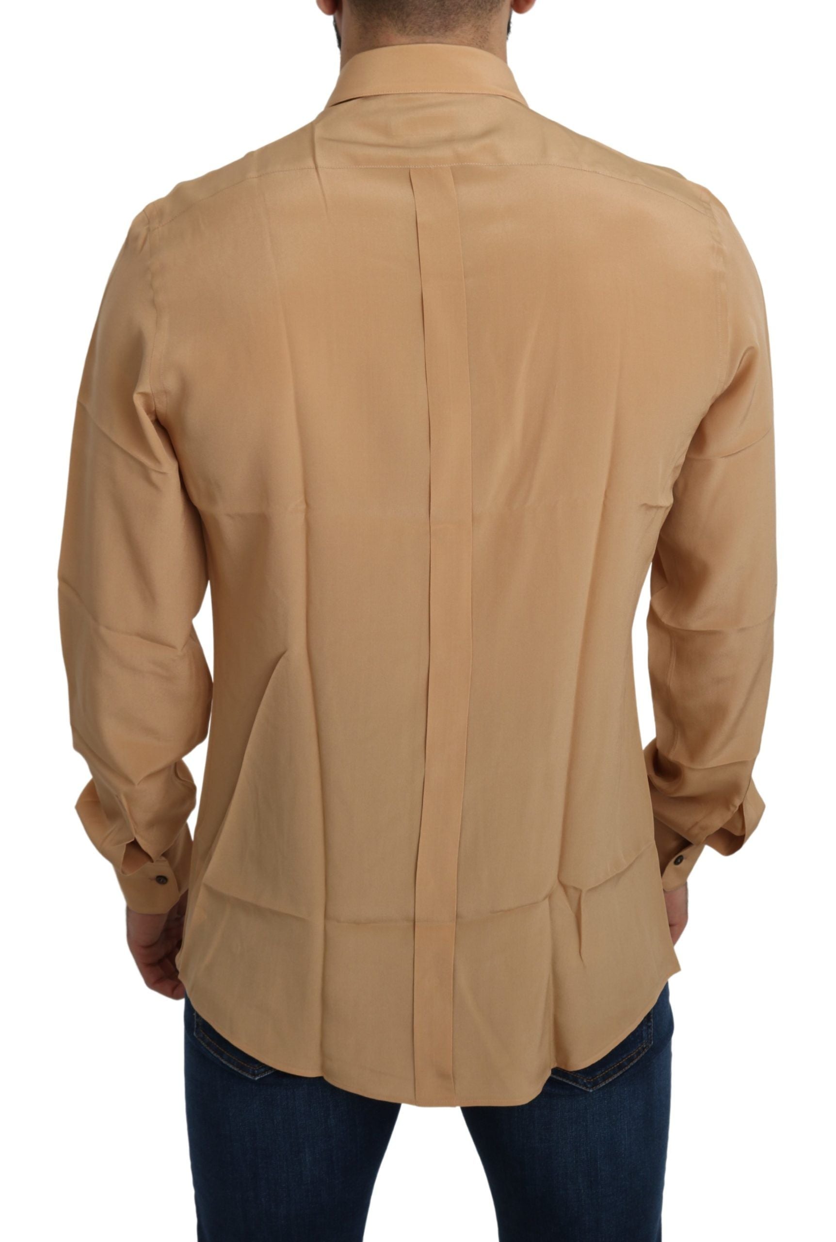 Geel 100% zijden GOUD Top Slim Shirt