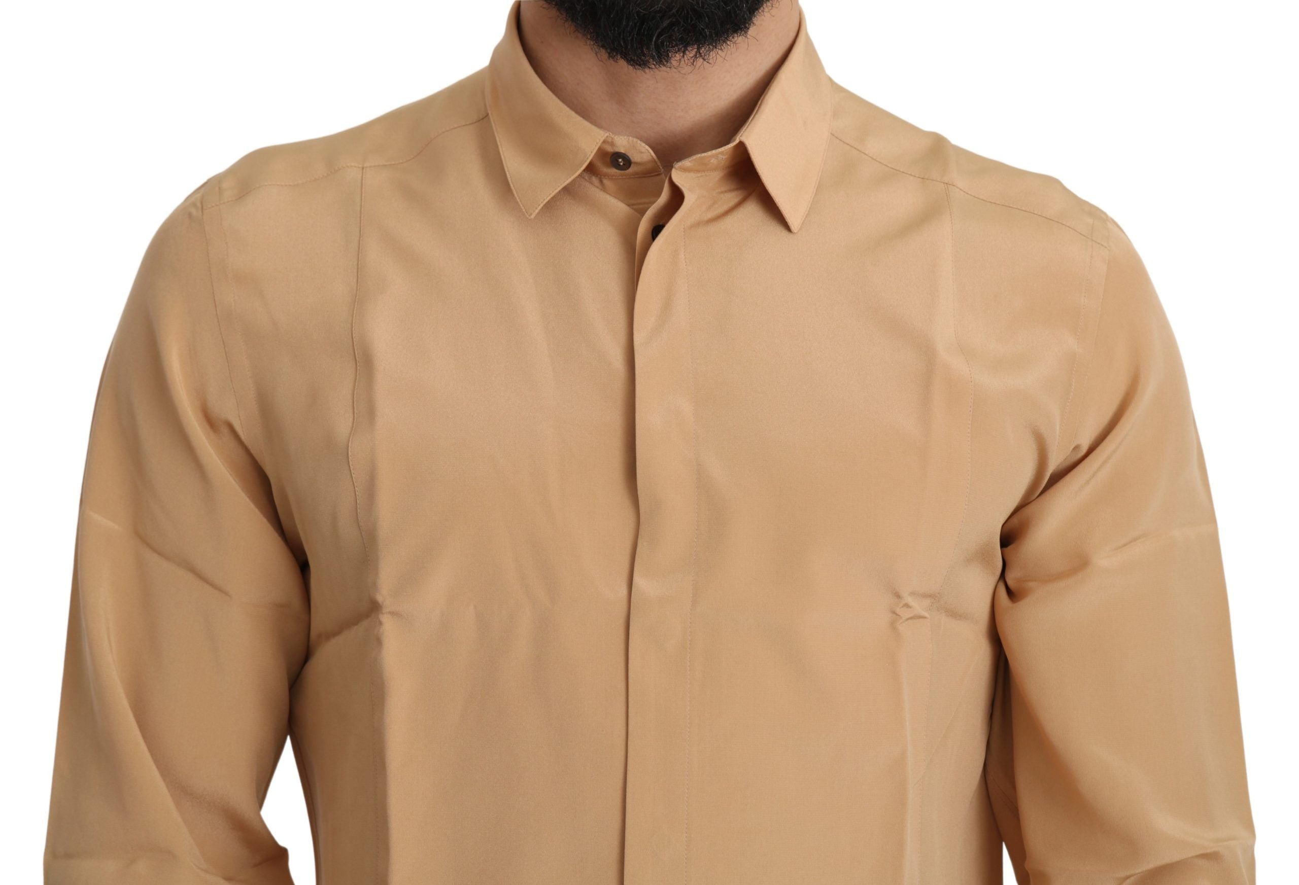 Geel 100% zijden GOUD Top Slim Shirt