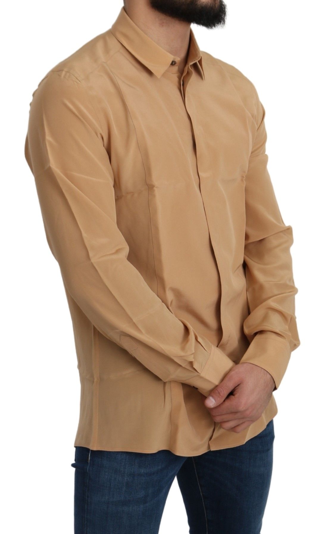 Geel 100% zijden GOUD Top Slim Shirt