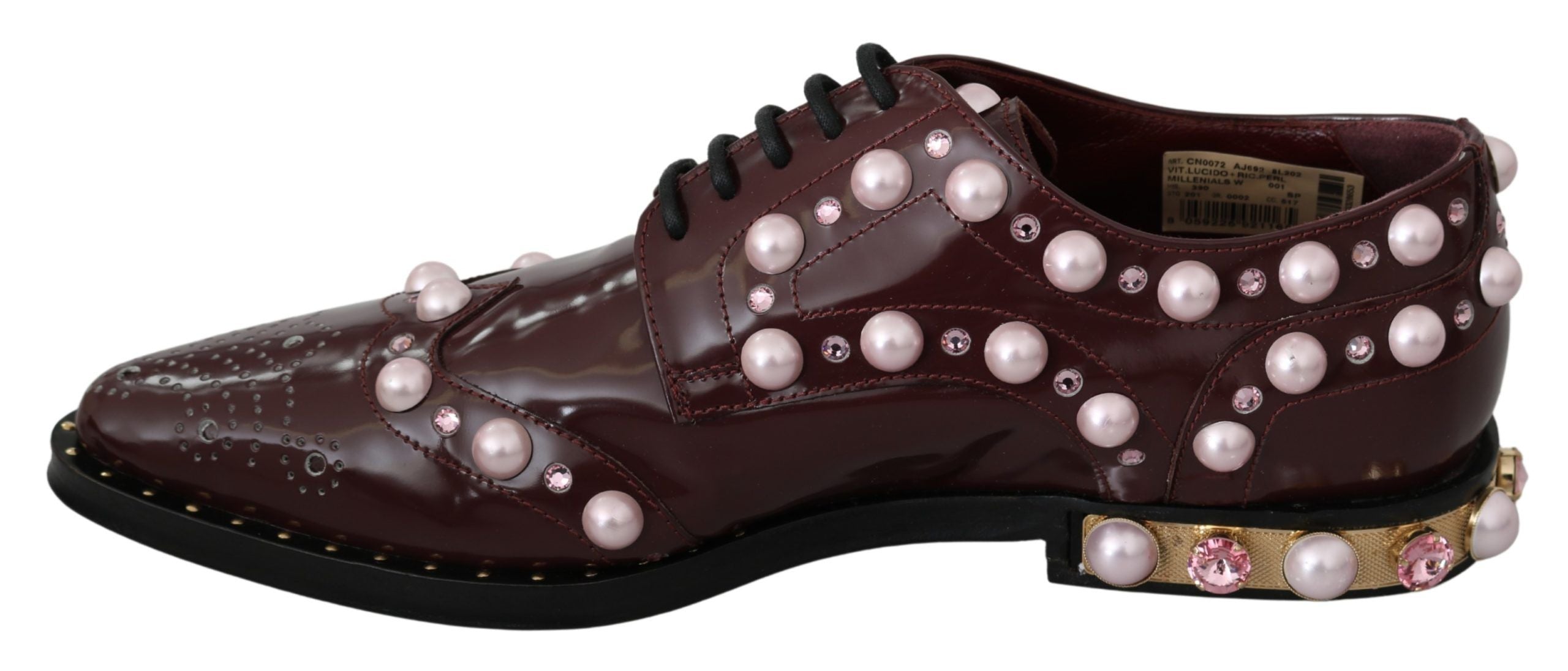 Bordeaux leren kristalparels formele schoenen