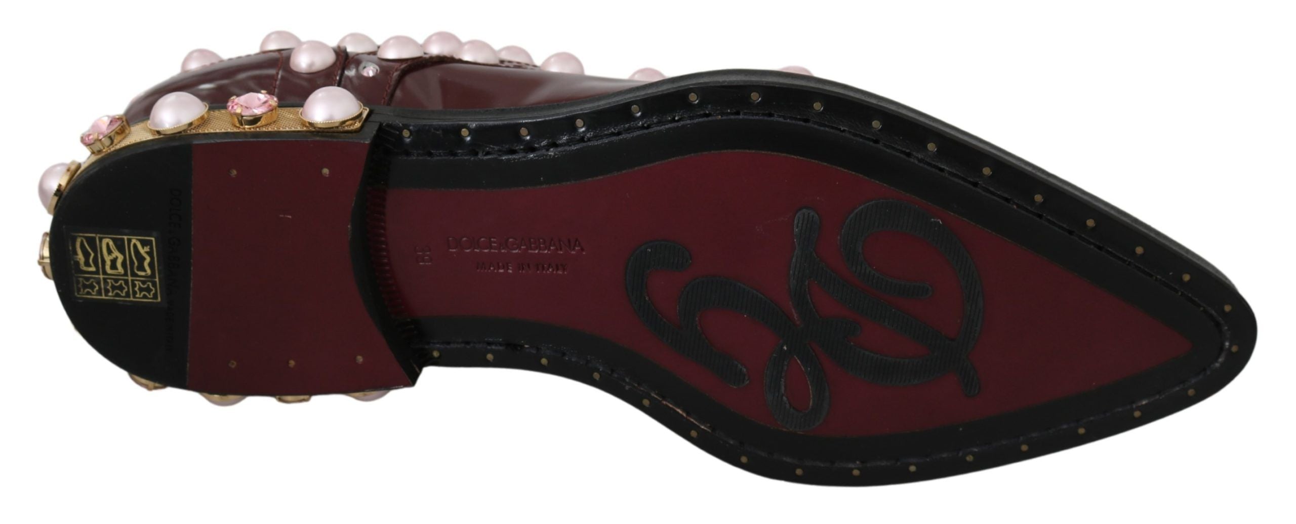Bordeaux leren kristalparels formele schoenen