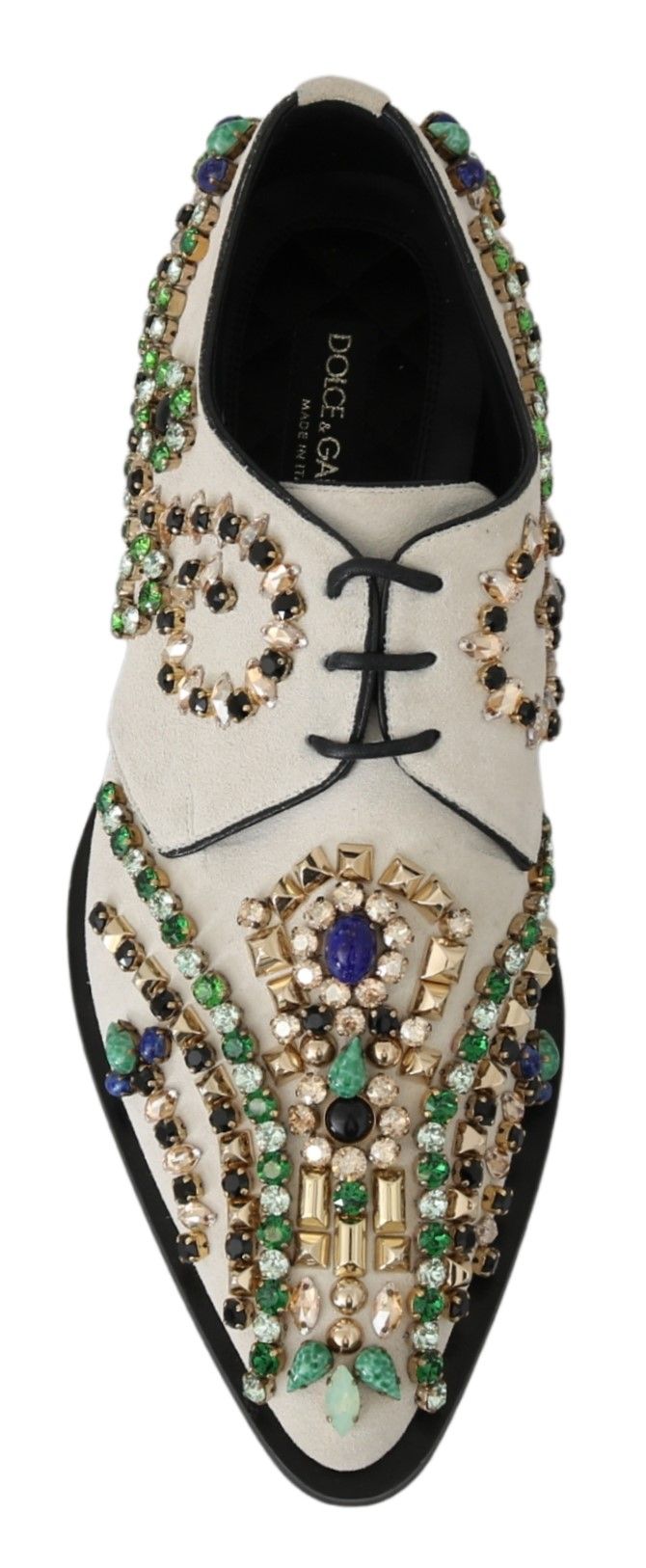 Witte suède kristaljurk broque schoenen