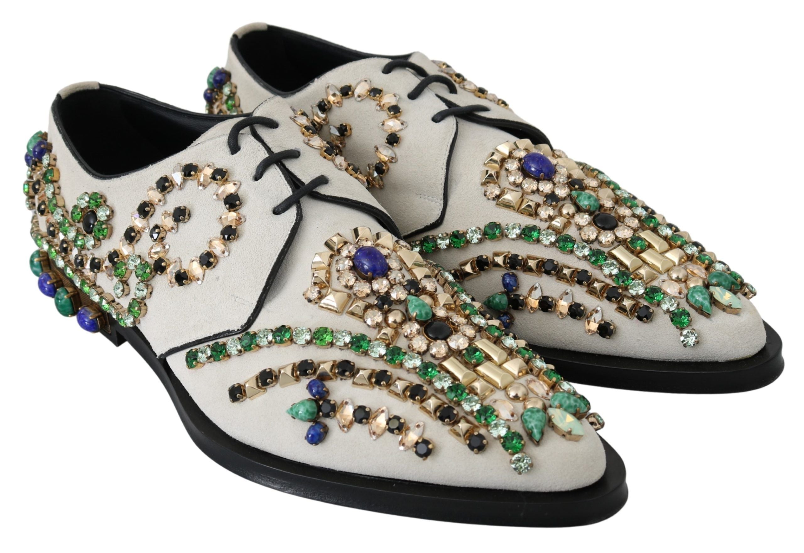 Witte suède kristaljurk broque schoenen