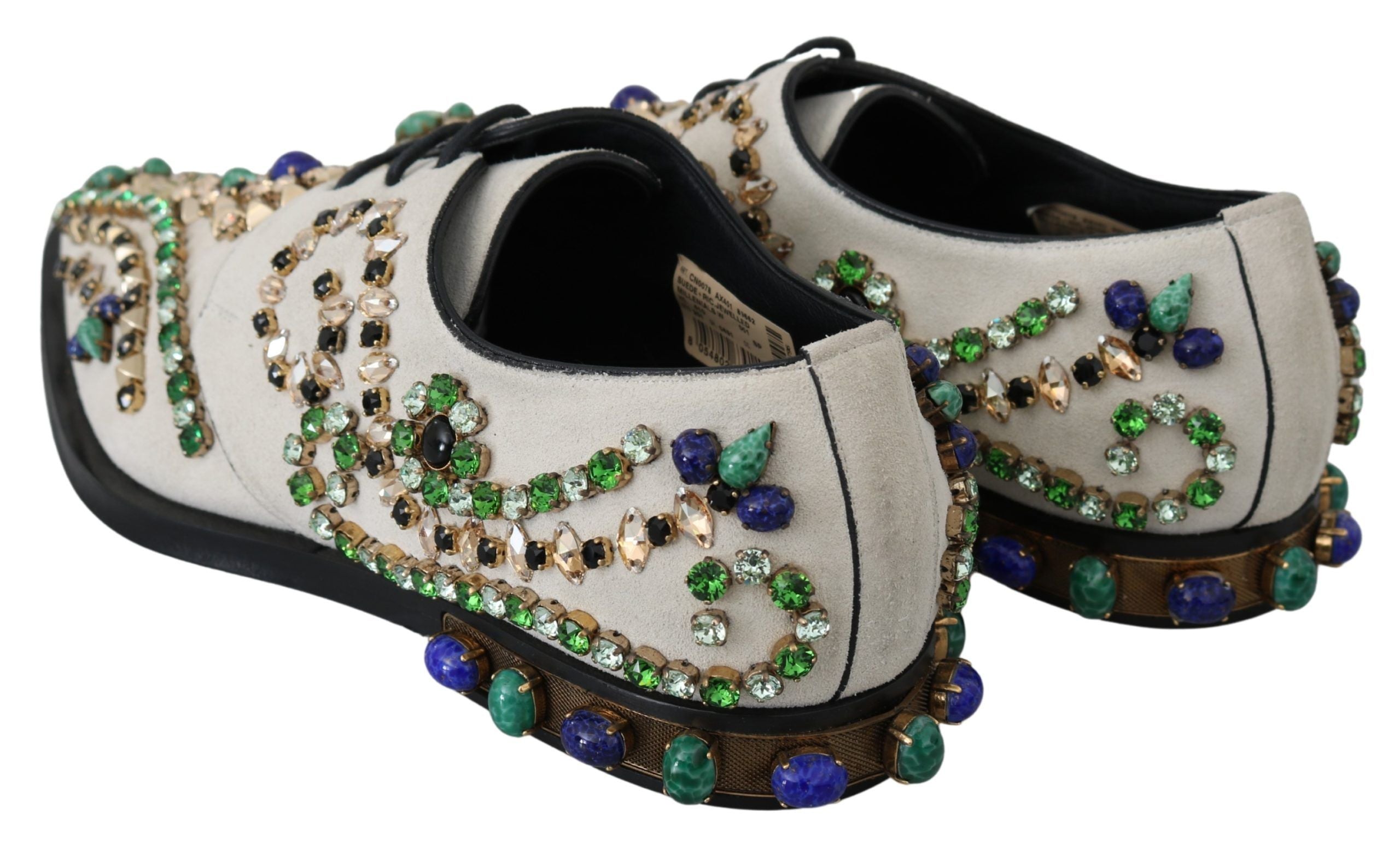 Witte suède kristaljurk broque schoenen