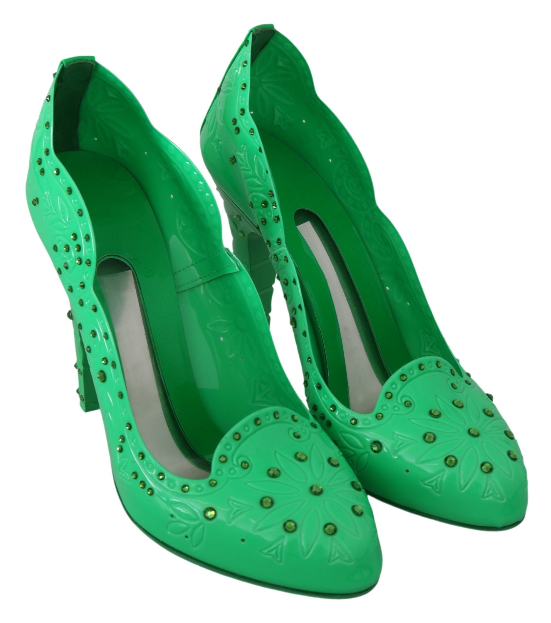 Groene kristallen bloemen CINDERELLA hakken schoenen