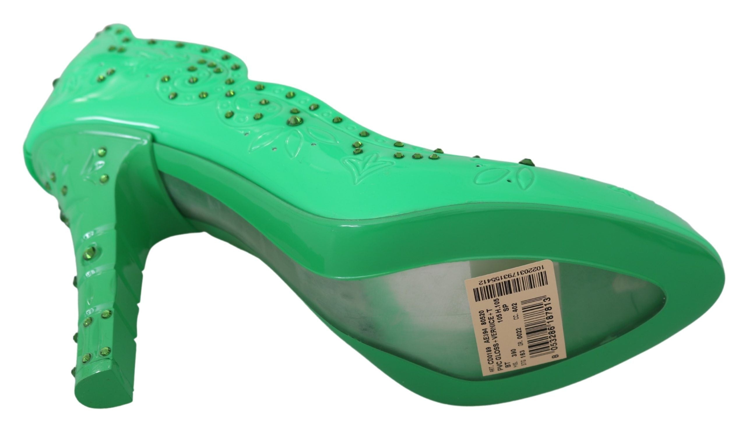 Groene kristallen bloemen CINDERELLA hakken schoenen