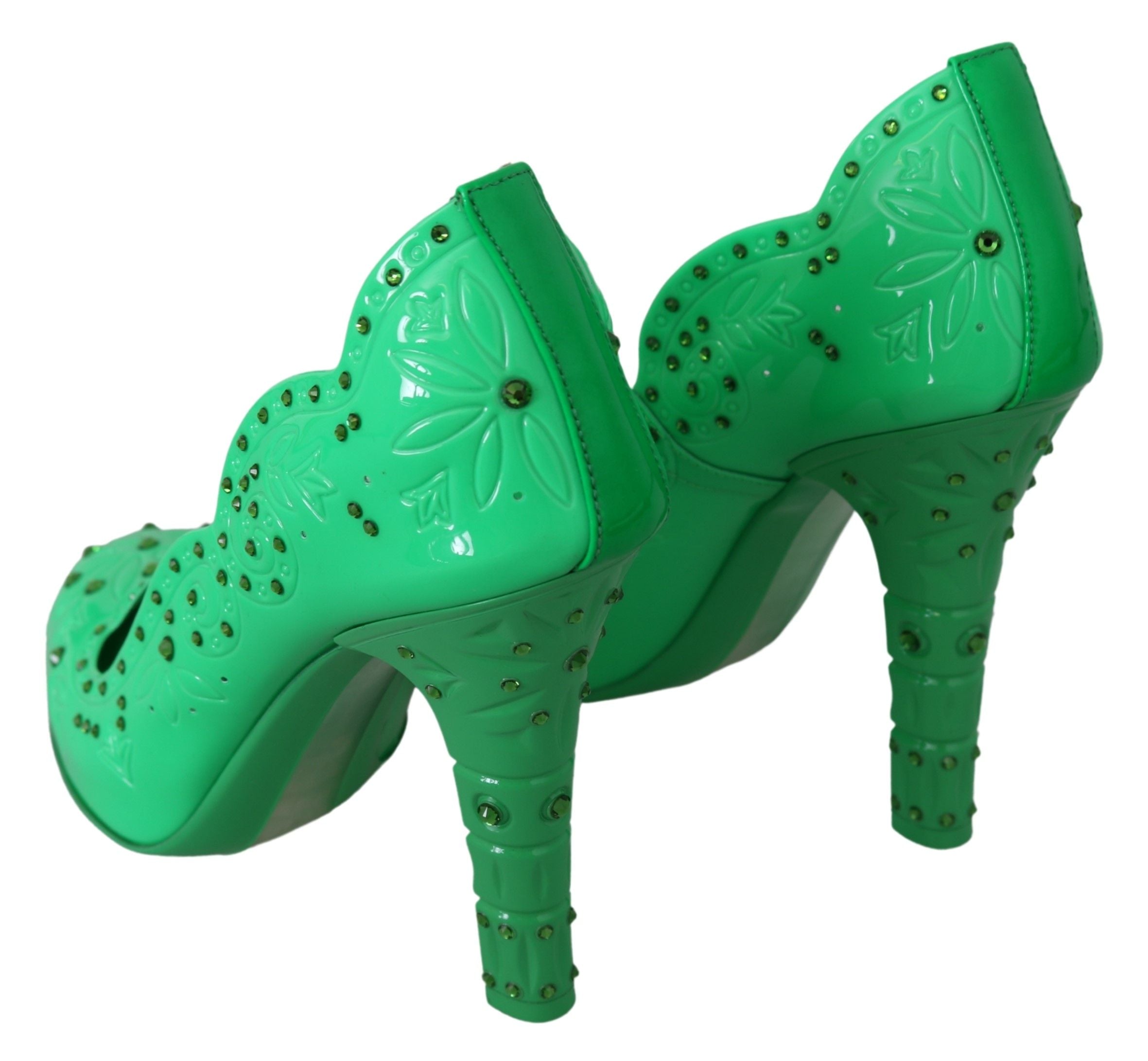 Groene kristallen bloemen CINDERELLA hakken schoenen