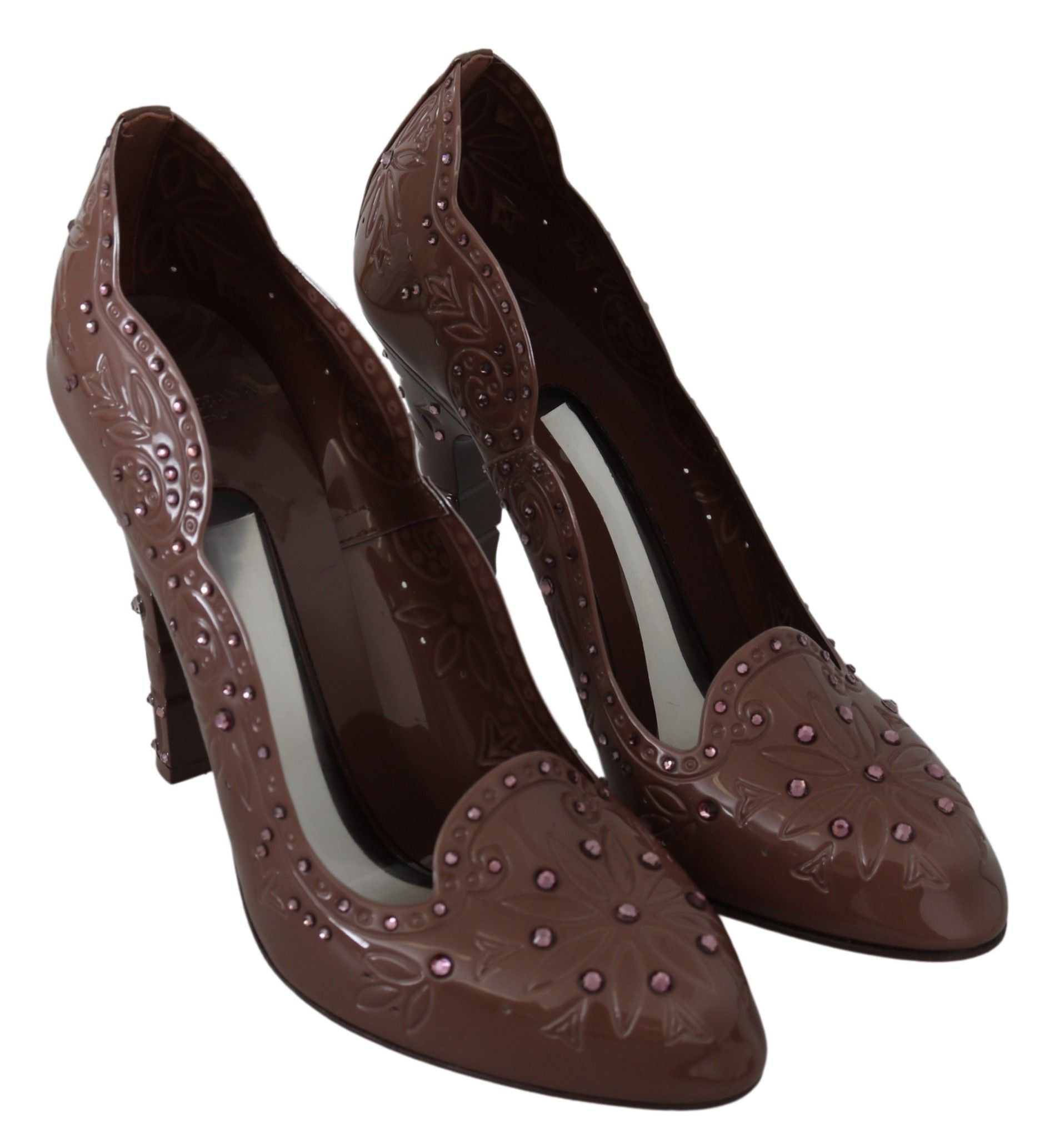 Bruine bloemenkristallen hakken CINDERELLA schoenen