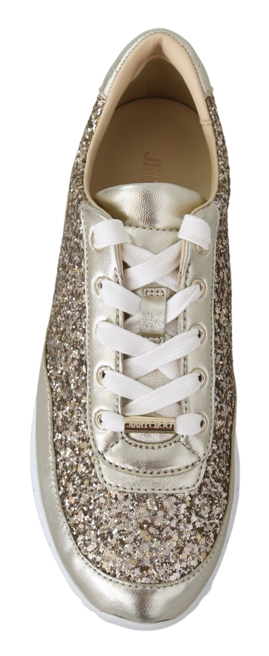 Antieke gouden glitter leren sneakers