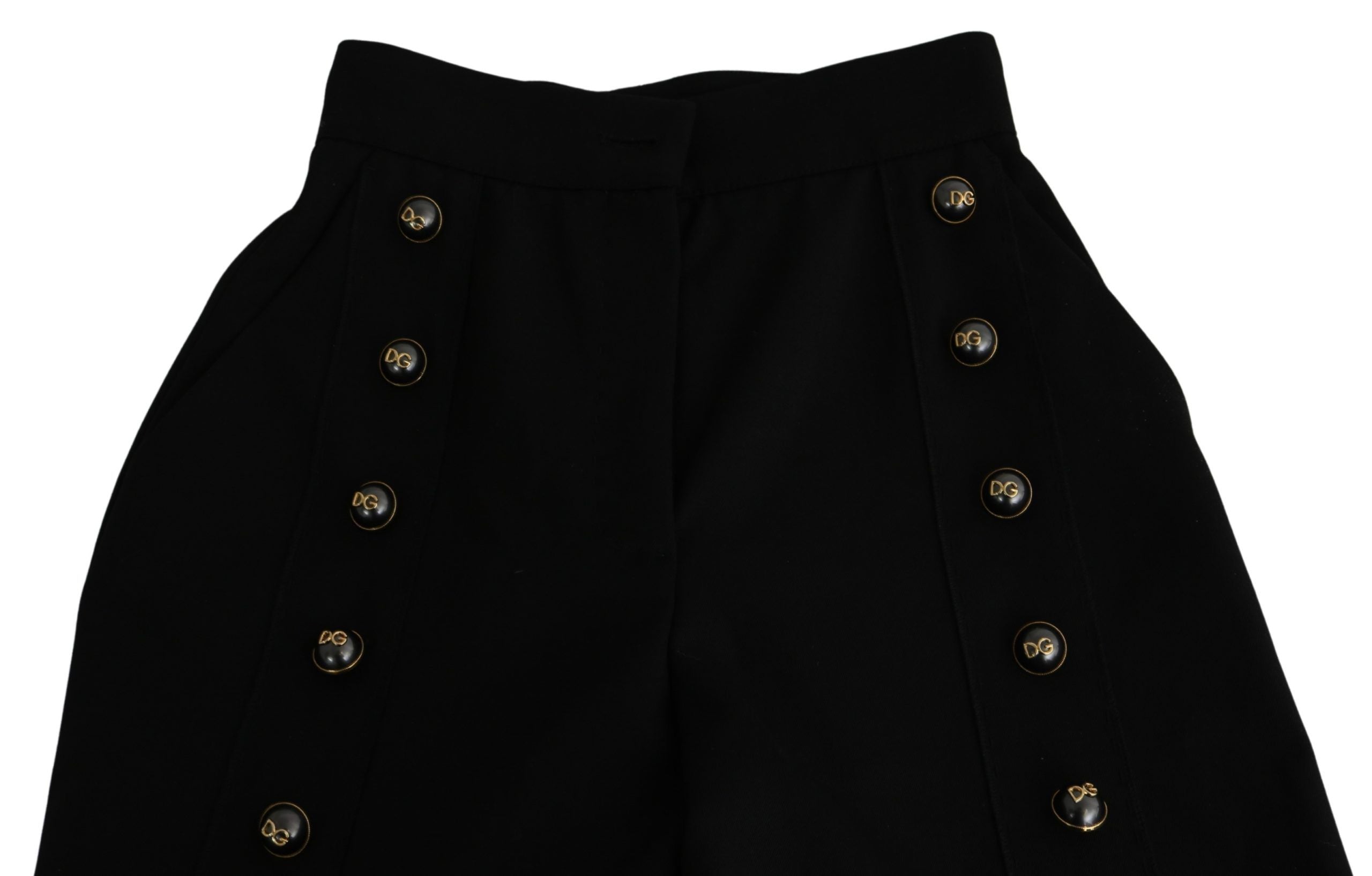 Zwarte wijde wollen cropped broek
