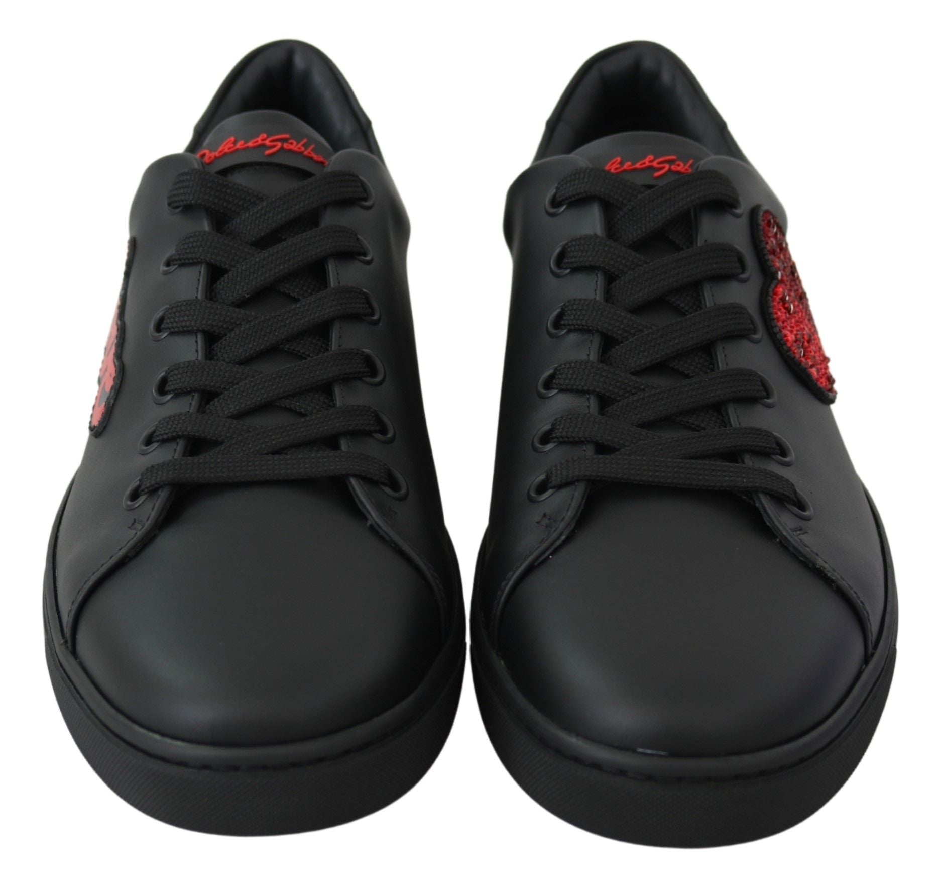 Zwarte leren Love Heart sneakers voor dames