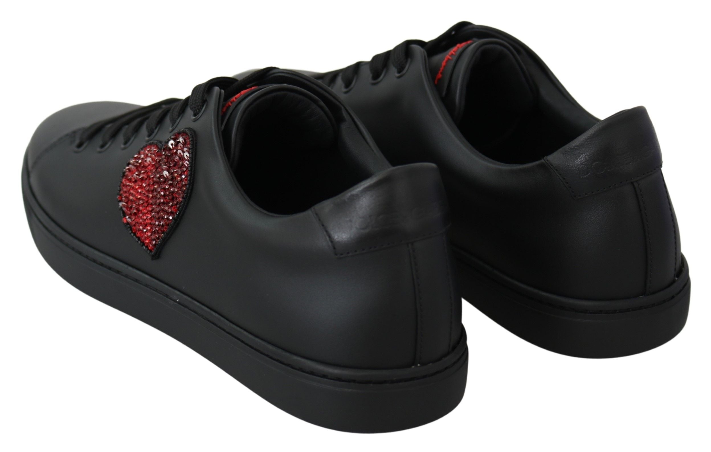 Zwarte leren Love Heart sneakers voor dames