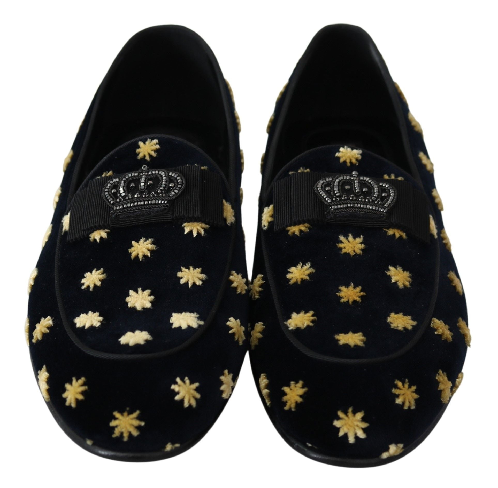 Blauwe fluwelen kroonpantoffels loafers schoenen