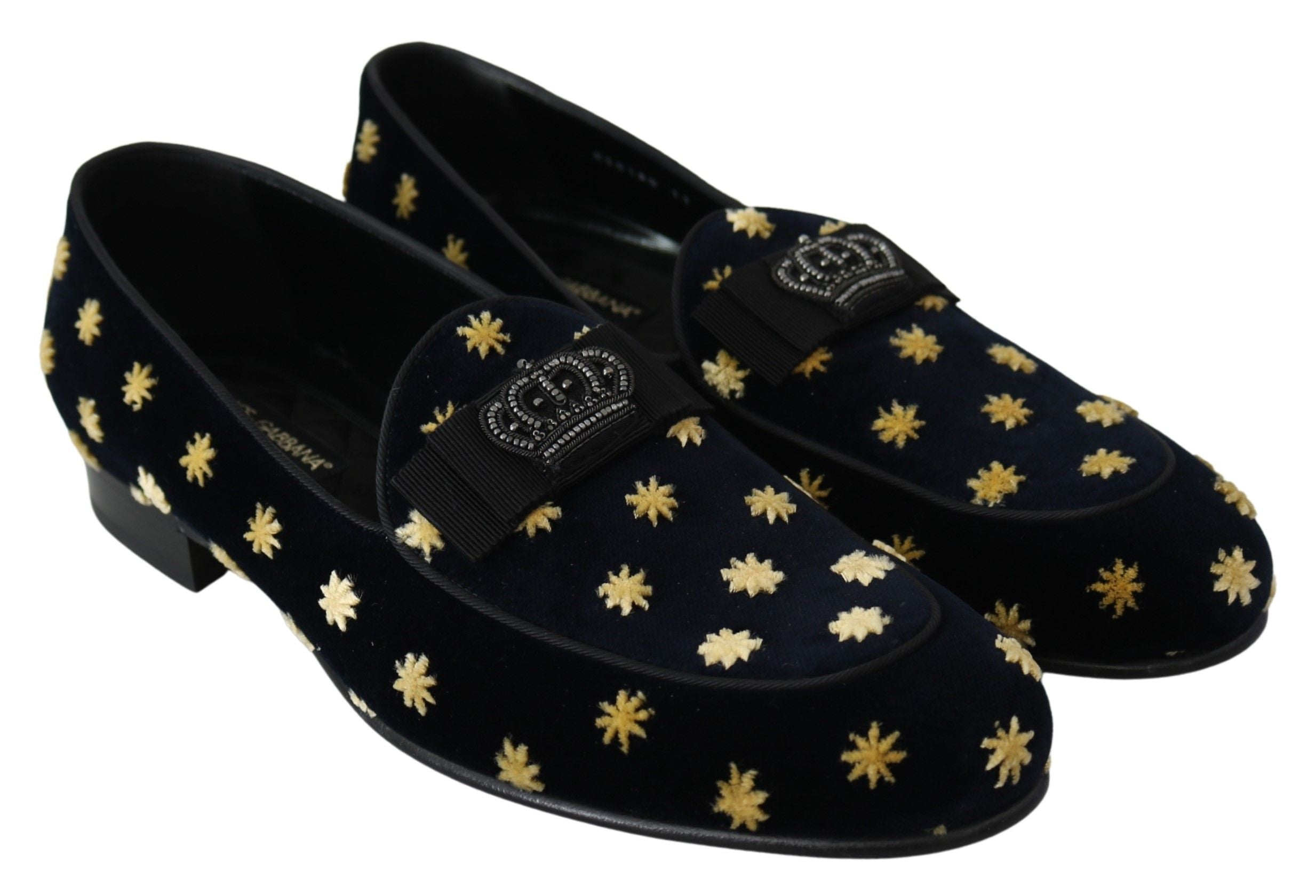 Blauwe fluwelen kroonpantoffels loafers schoenen