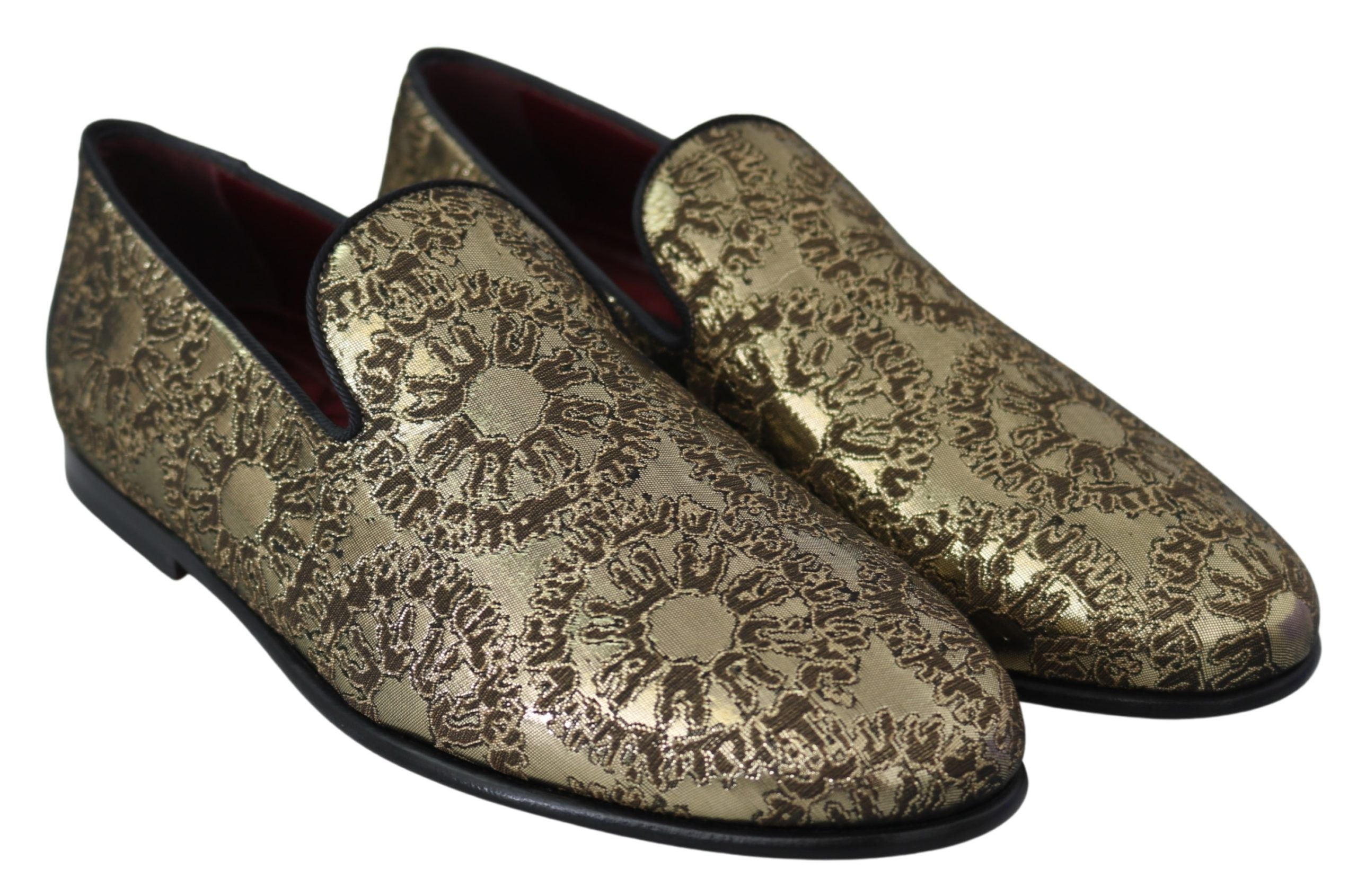 Gouden Jacquard Flats Heren Loafers Schoenen