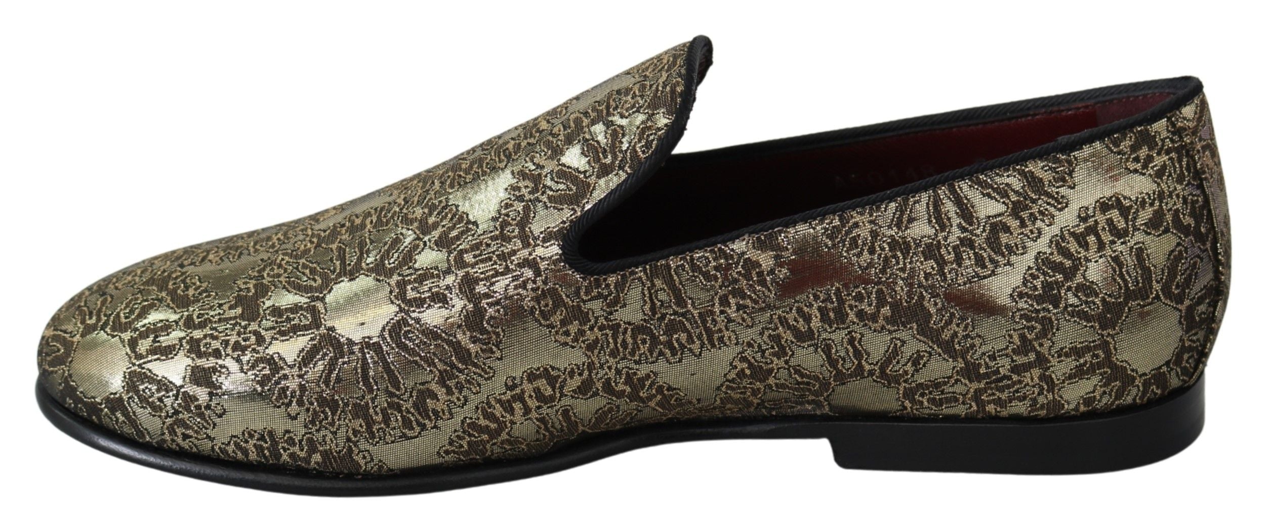 Gouden Jacquard Flats Heren Loafers Schoenen