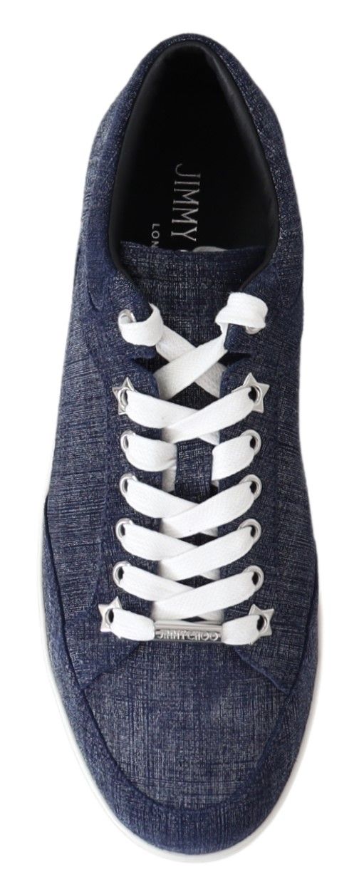 Chique instapsneakers van blauw denimsuède