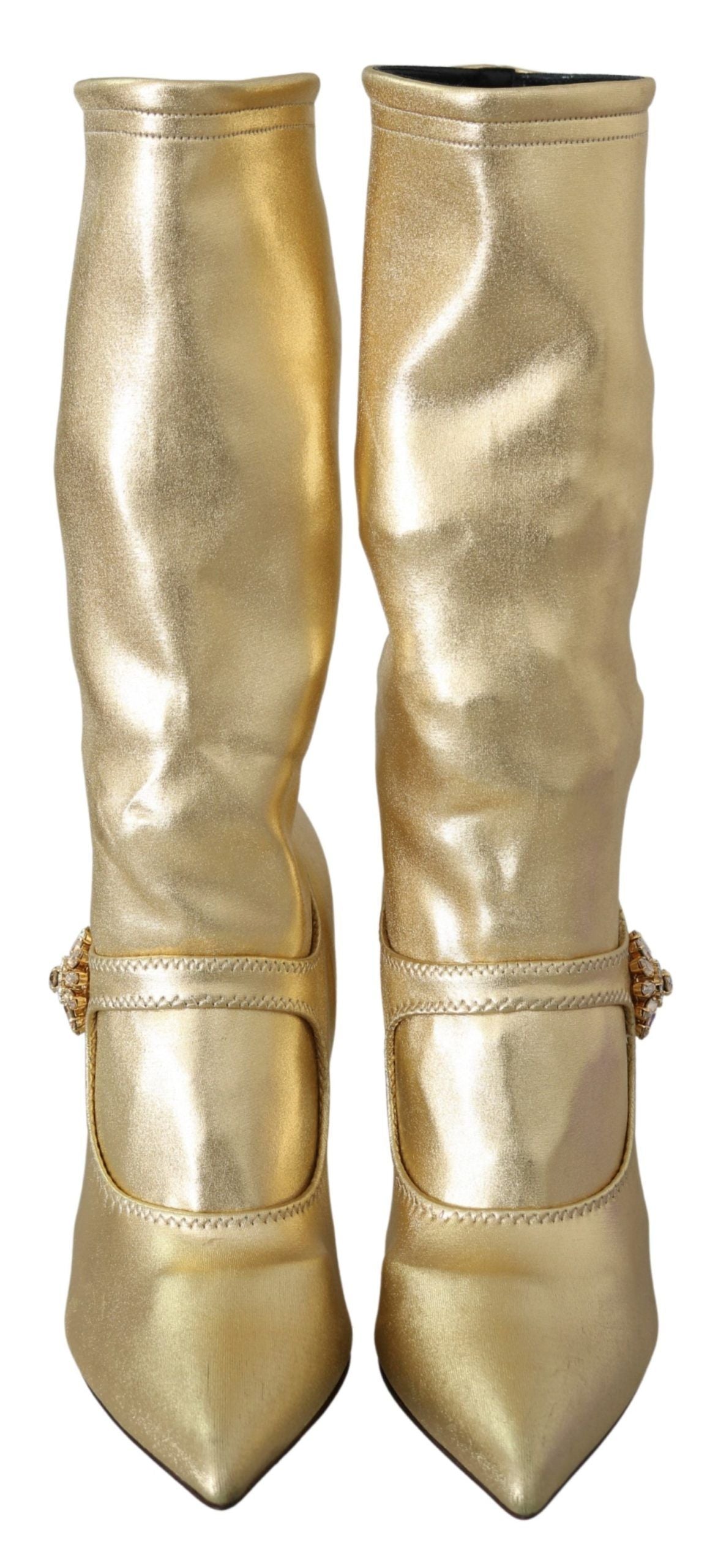 Enkellaarsjes met gouden strass steentjes en sokken