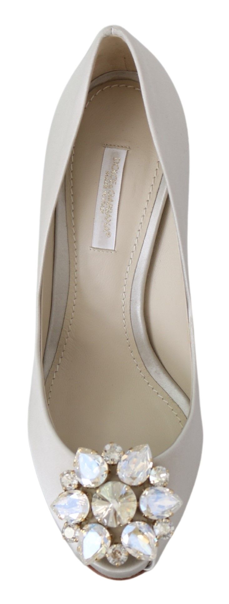 Witte kristallen peep toe hakken satijnen pumps schoenen