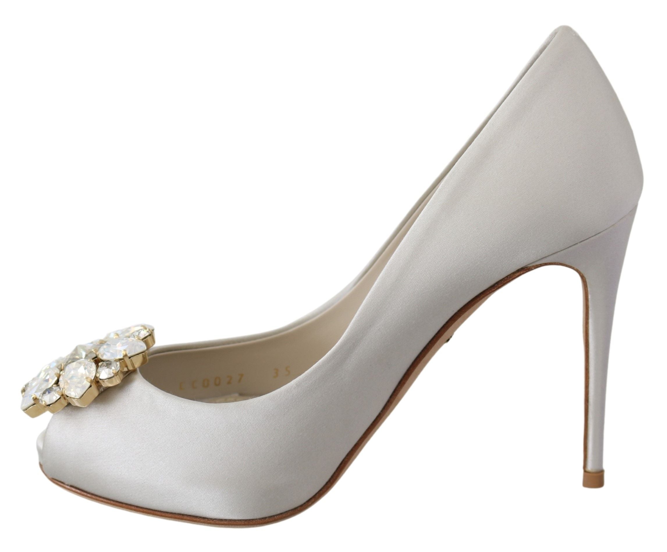 Witte kristallen peep toe hakken satijnen pumps schoenen