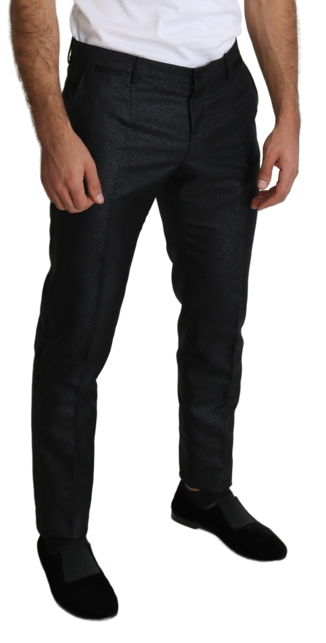Zwarte metallic skinny broekjurk