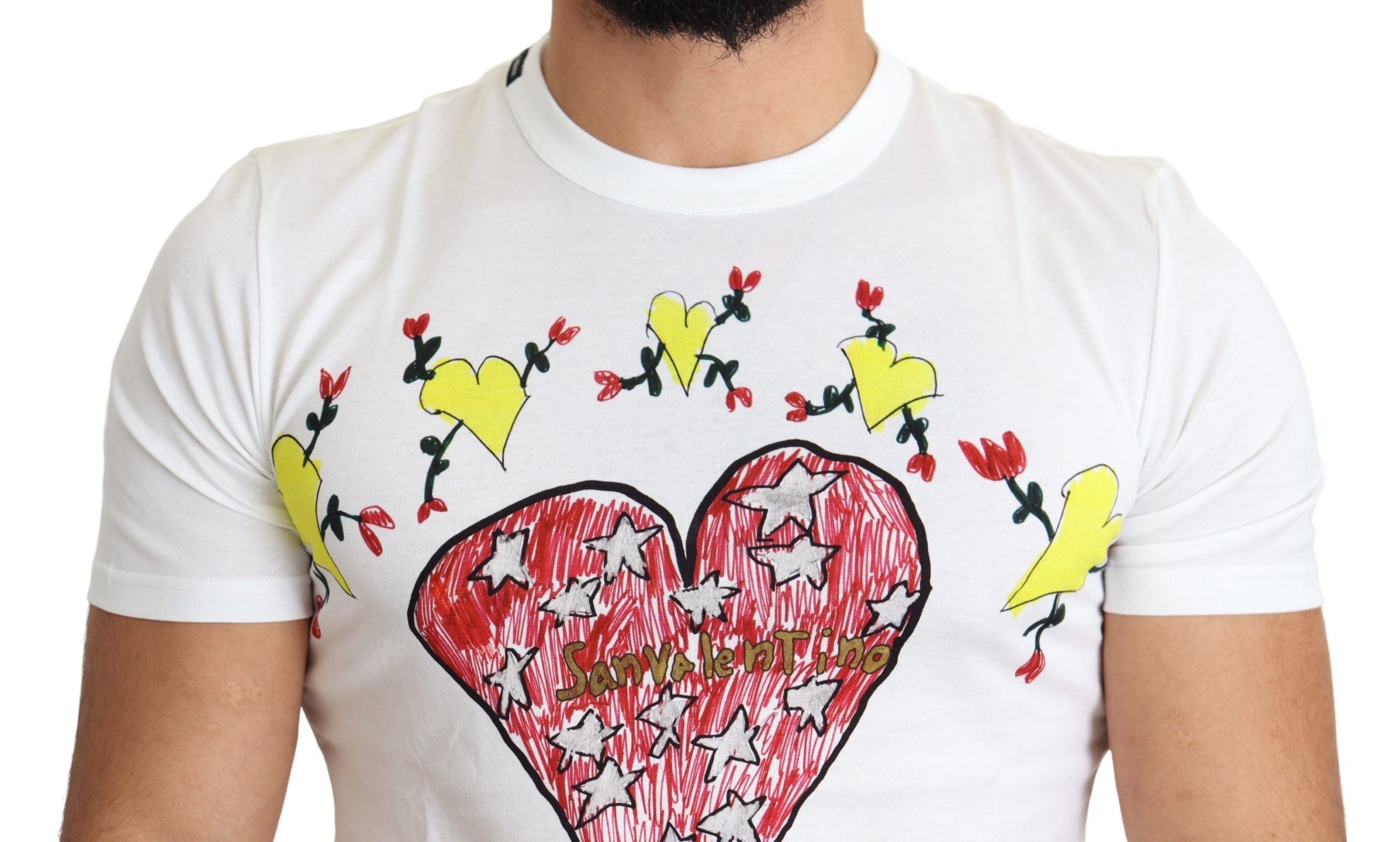 Wit katoenen heren T-shirt met Sint-Valentijnsprint