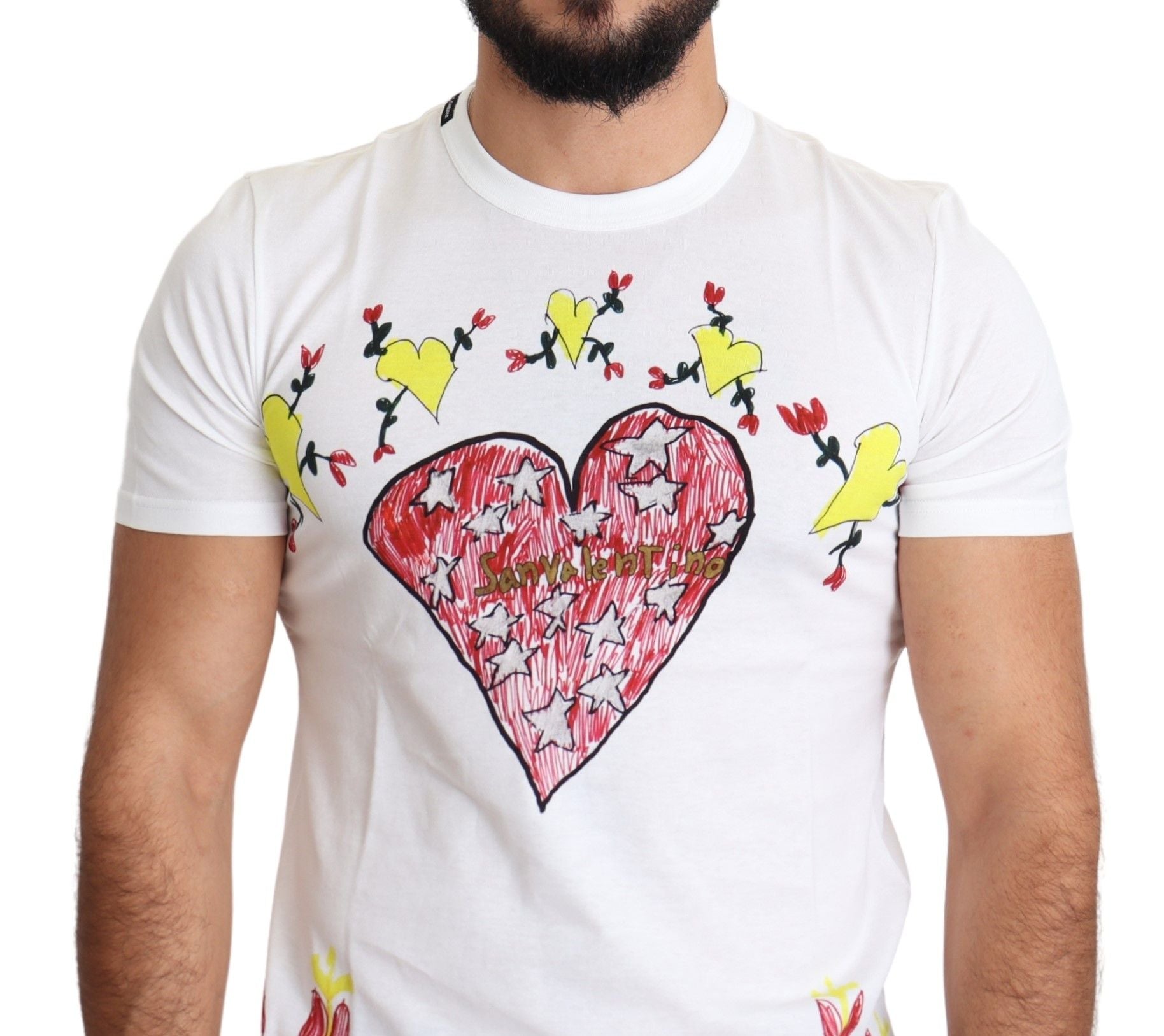 Wit katoenen heren T-shirt met Sint-Valentijnsprint