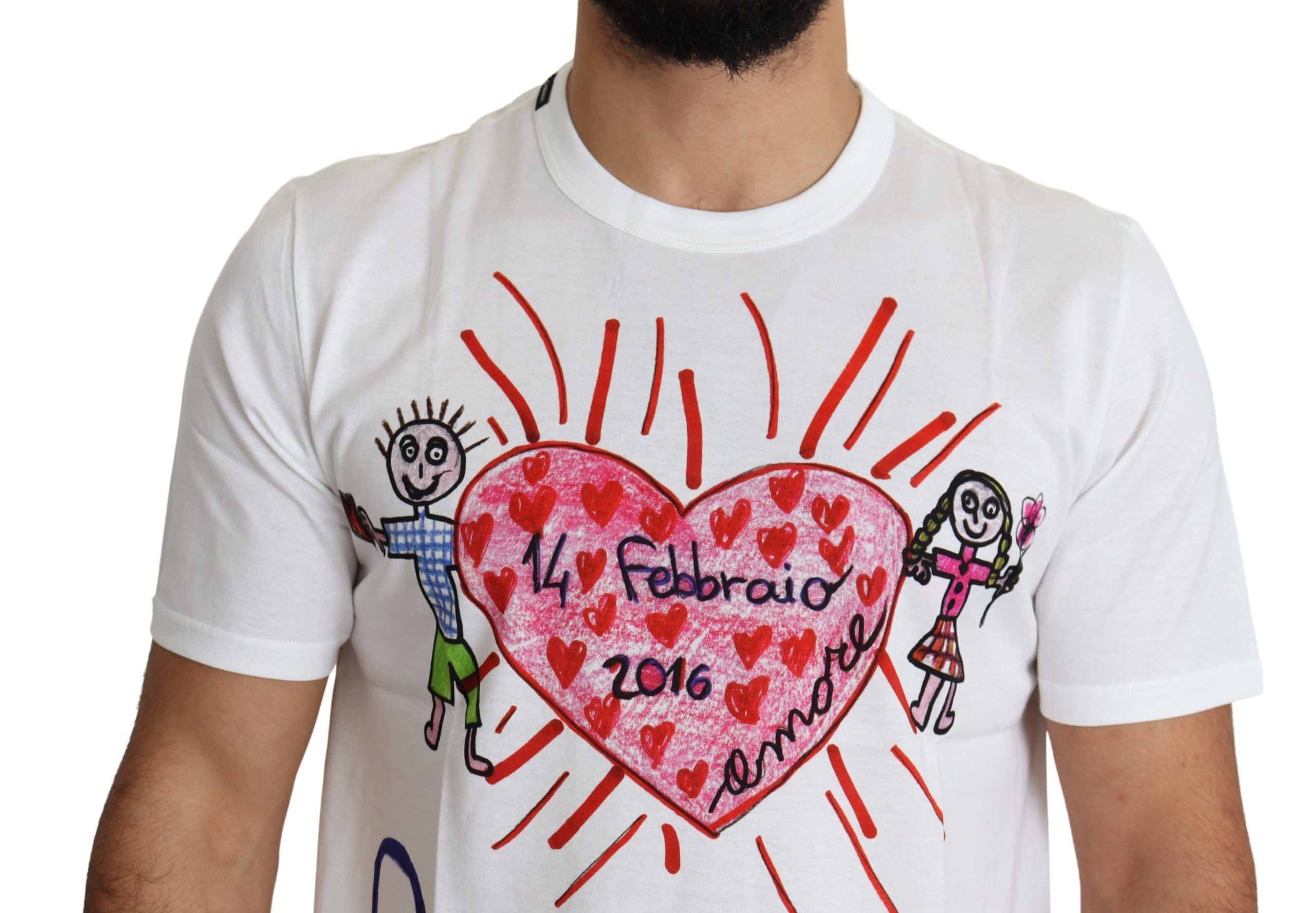 Wit T-shirt met Sint-Valentijnshartenprint voor heren