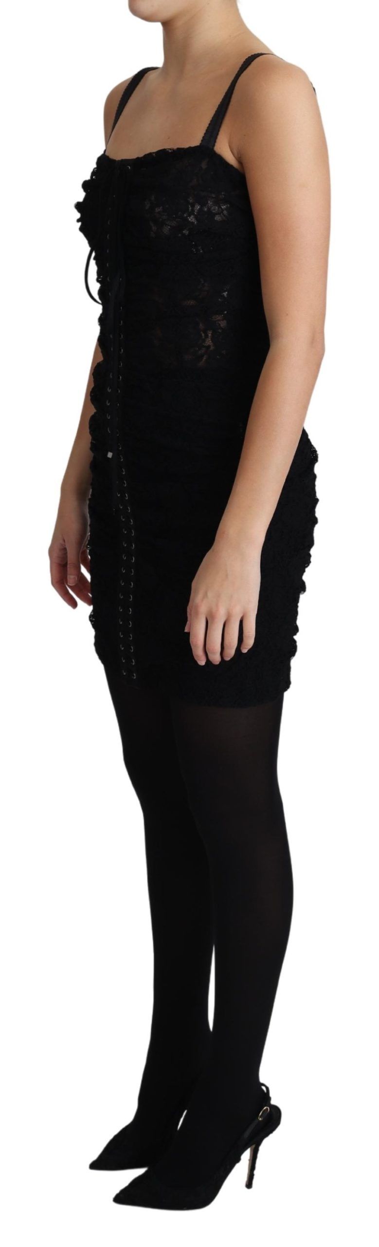 Zwarte kanten bloemencorset bustier mini-jurk