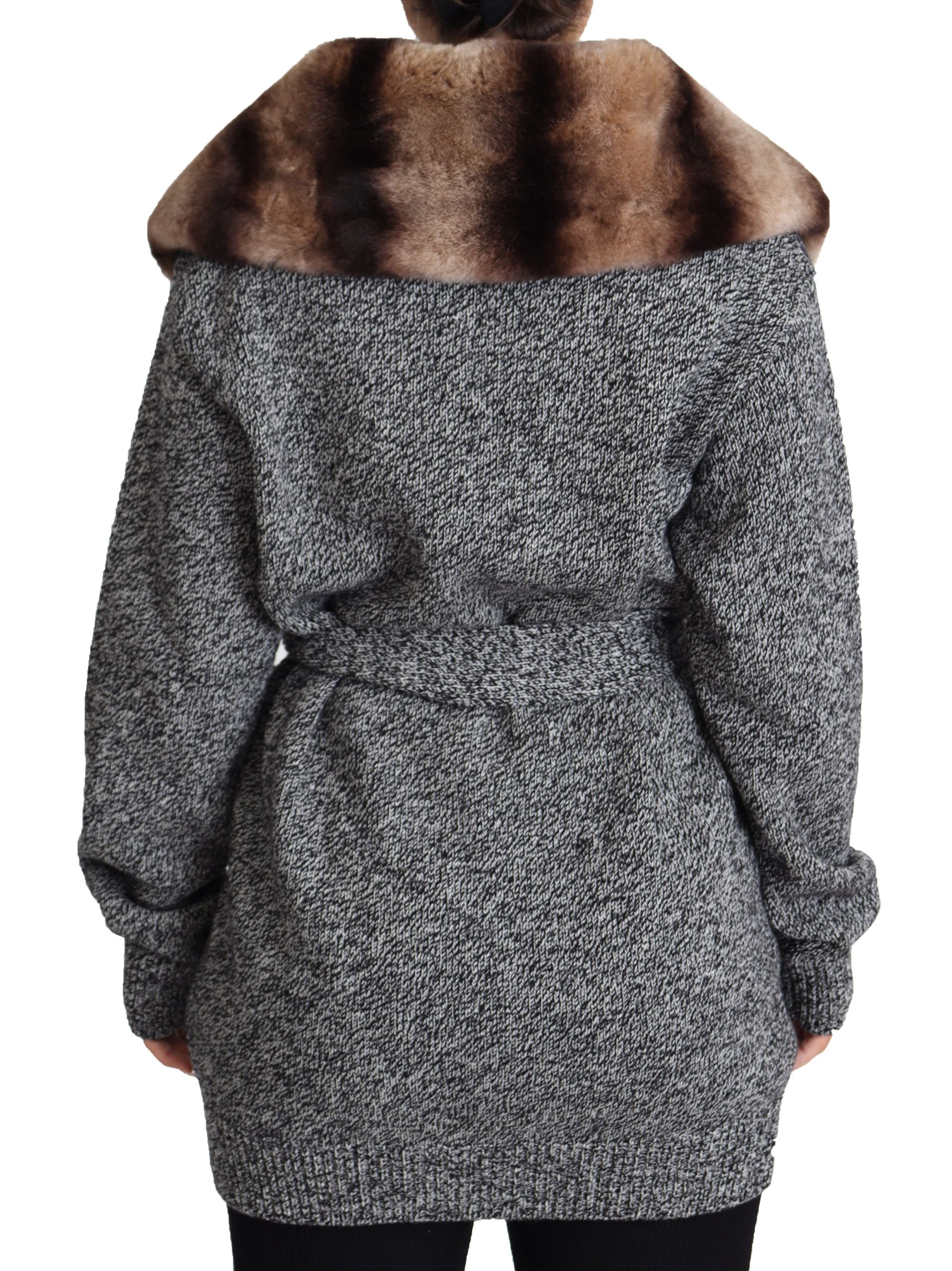 Grijze Cardigan Bontjas Kasjmier Jas