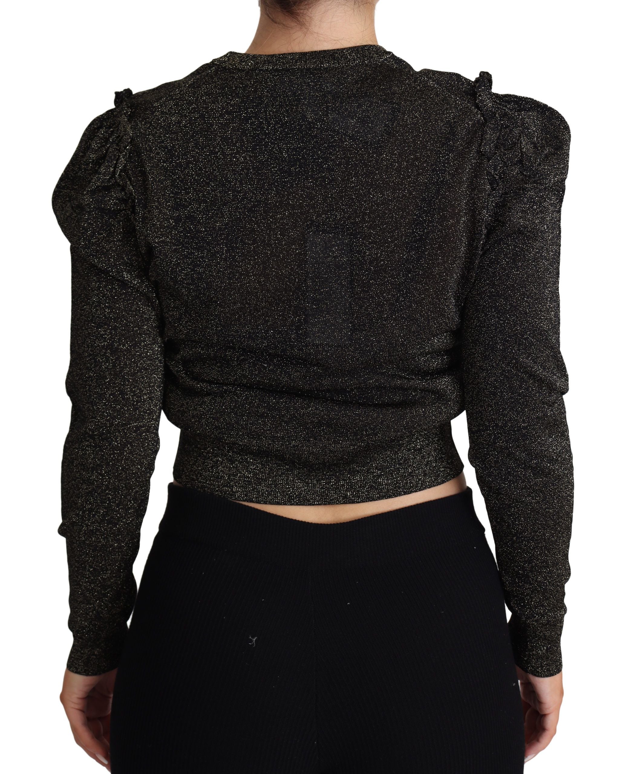 Zwarte gouden cropped dames pullover trui