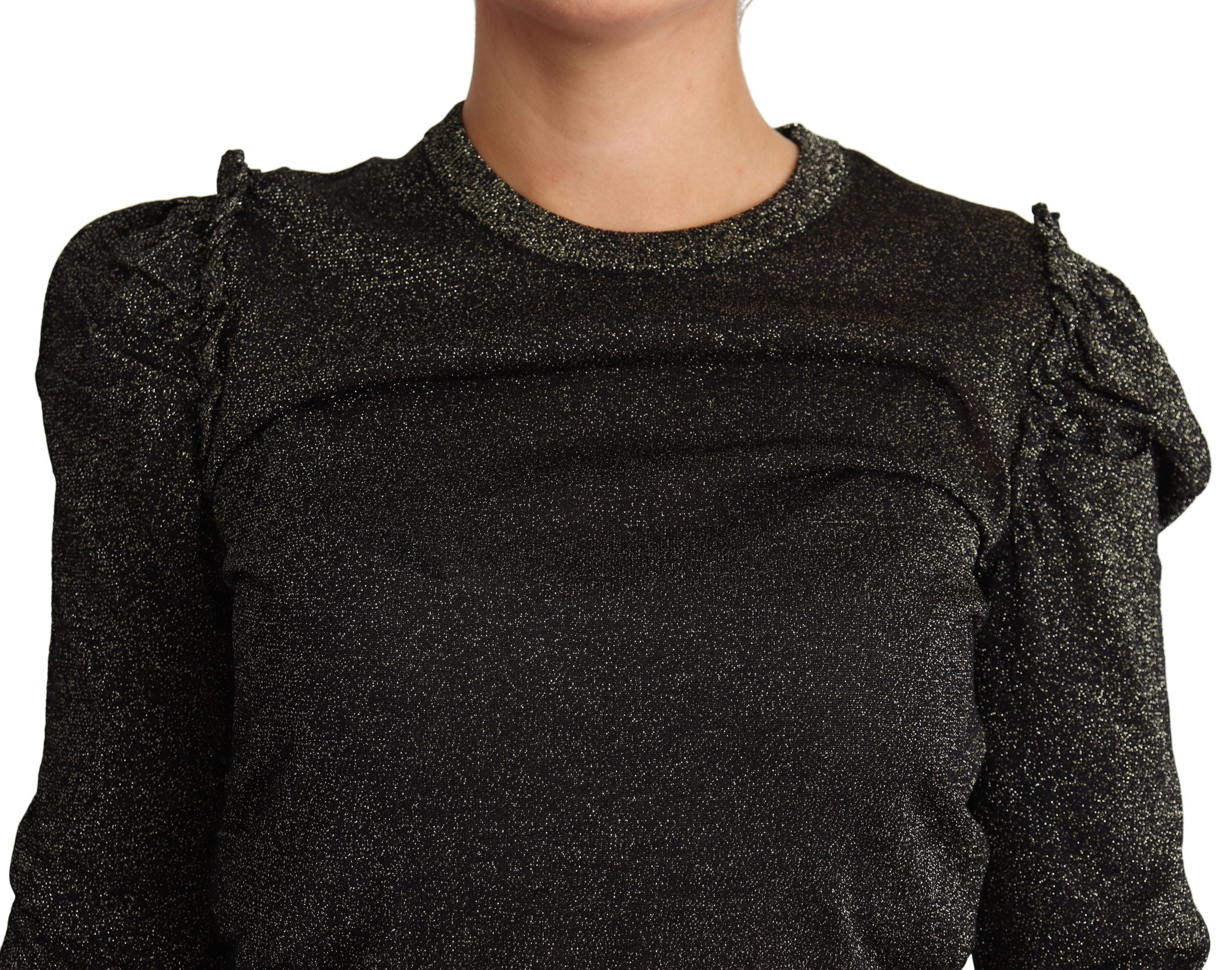 Zwarte gouden cropped dames pullover trui