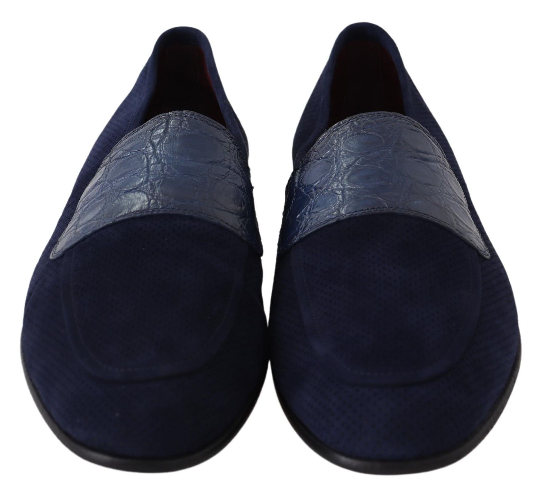 Blauwe suède Caiman loafers pantoffels
