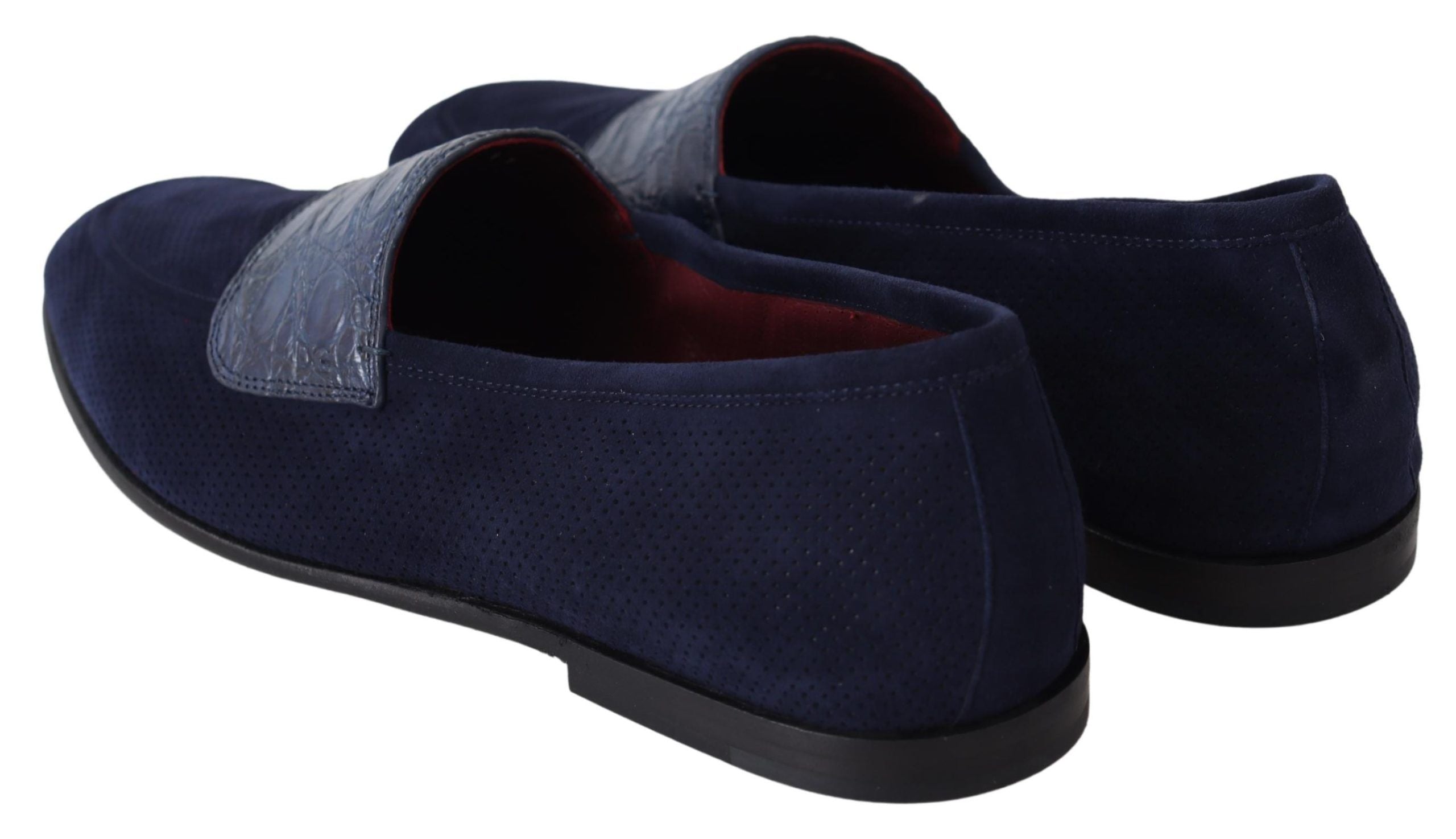 Blauwe suède Caiman loafers pantoffels
