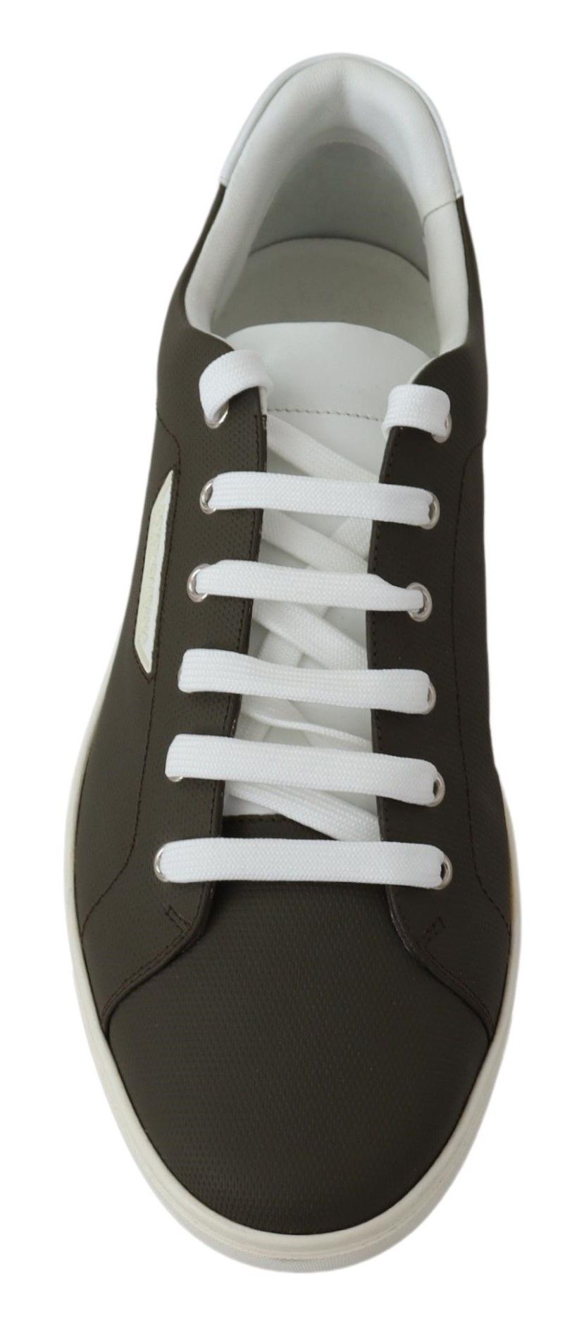 Witte groene leren lage sneakers