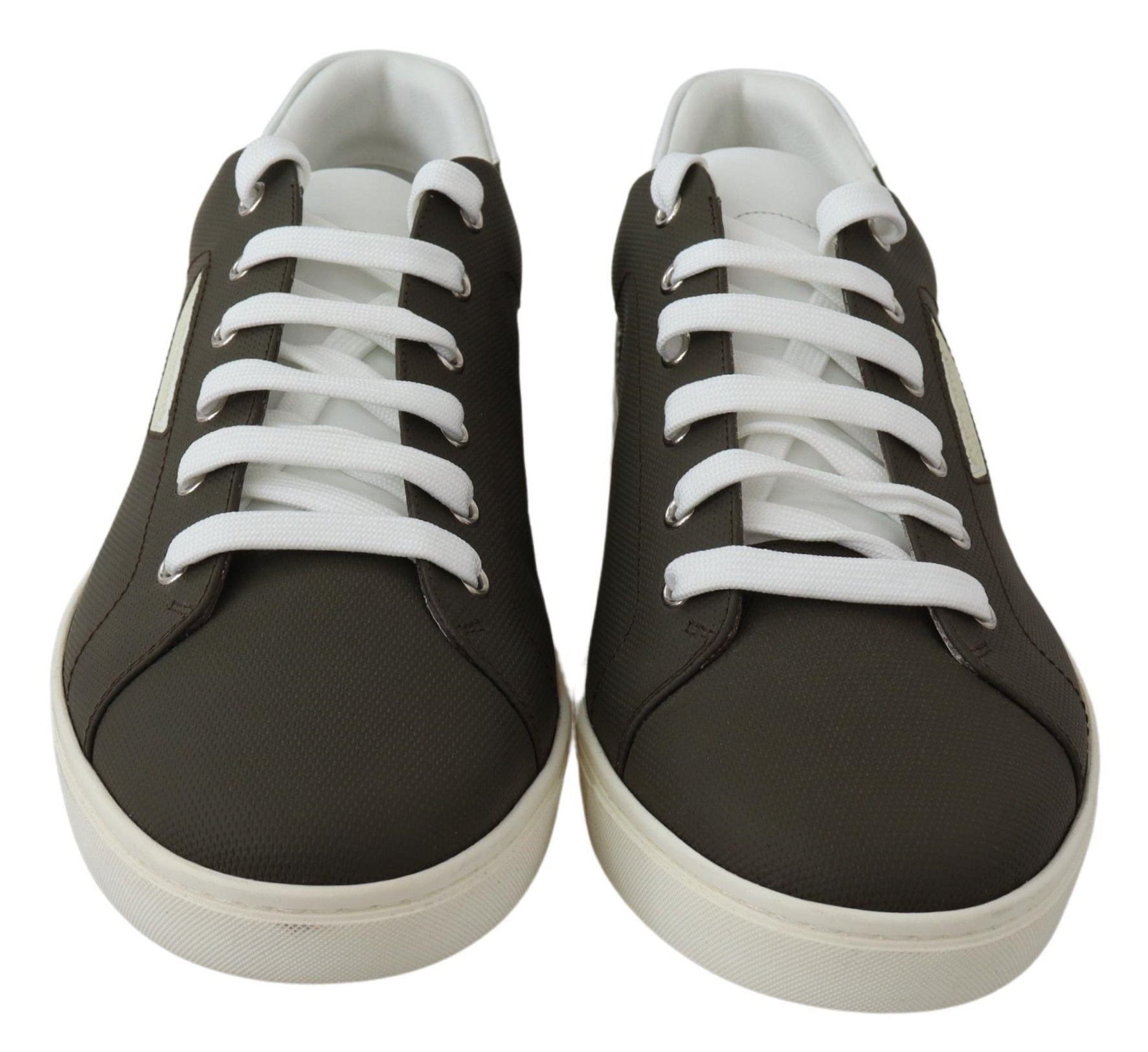 Witte groene leren lage sneakers