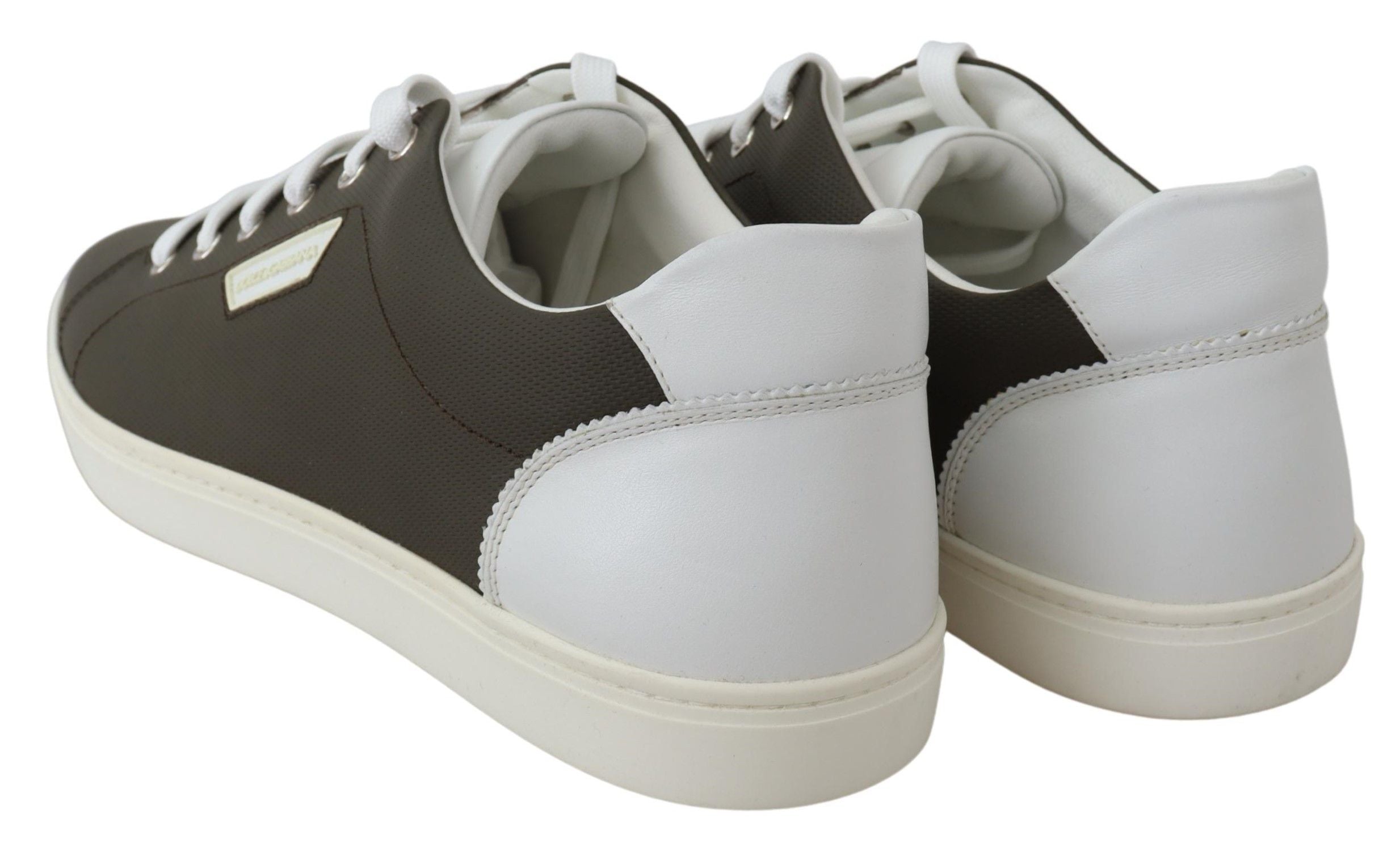 Witte groene leren lage sneakers