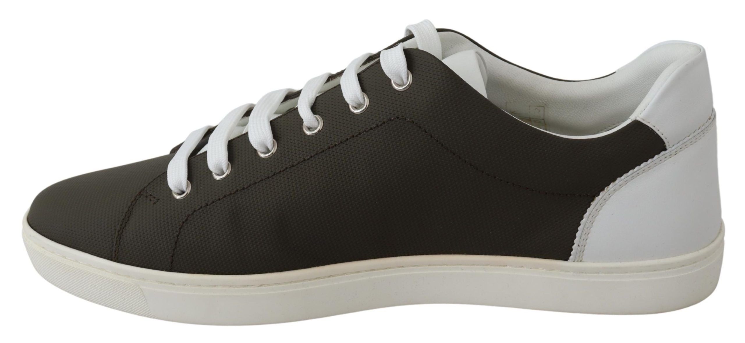 Witte groene leren lage sneakers