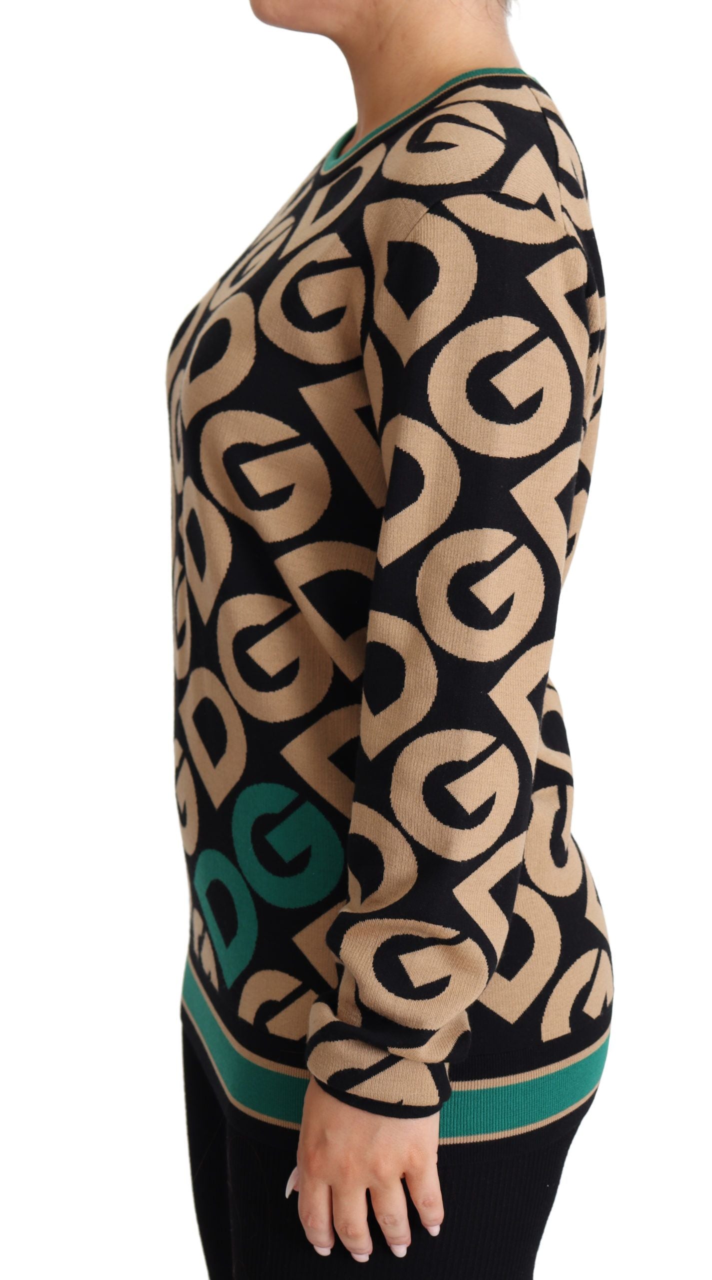 Multicolor DG Mania wollen trui met ronde hals