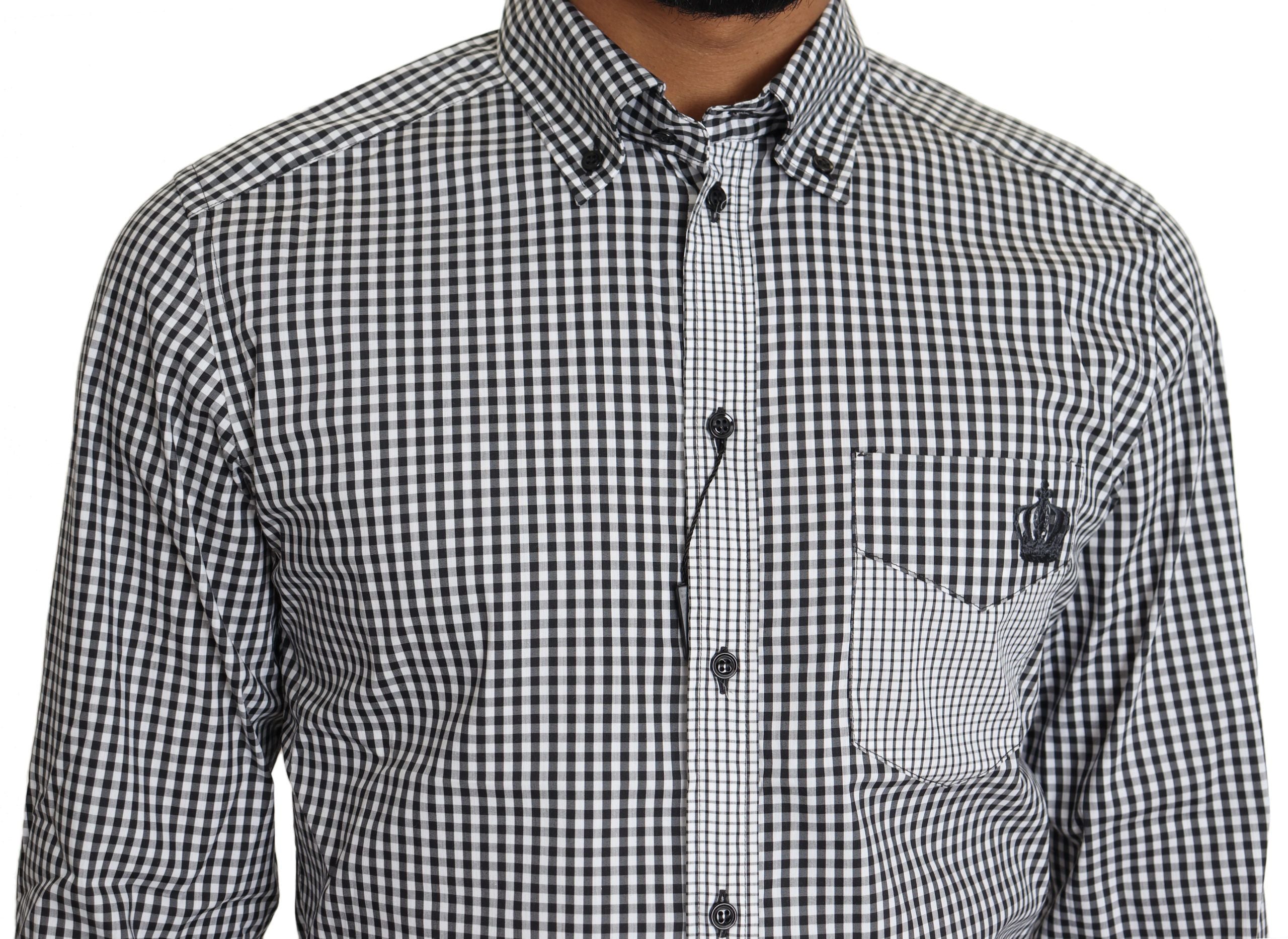 Zwart-wit geruit casual overhemd