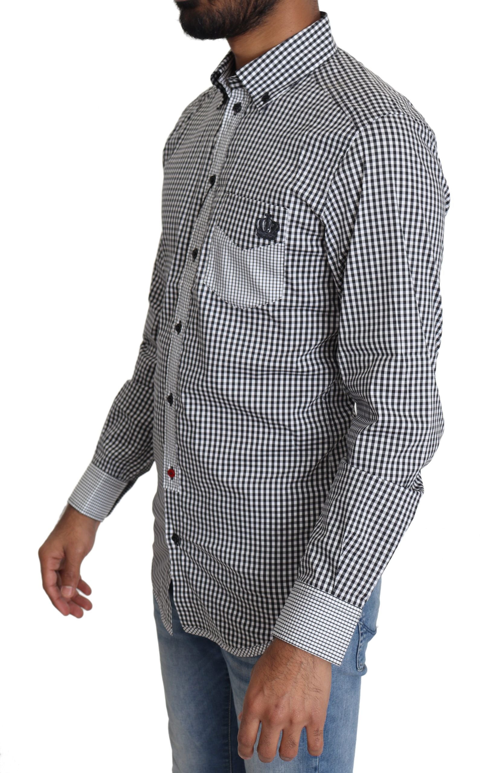 Zwart-wit geruit casual overhemd