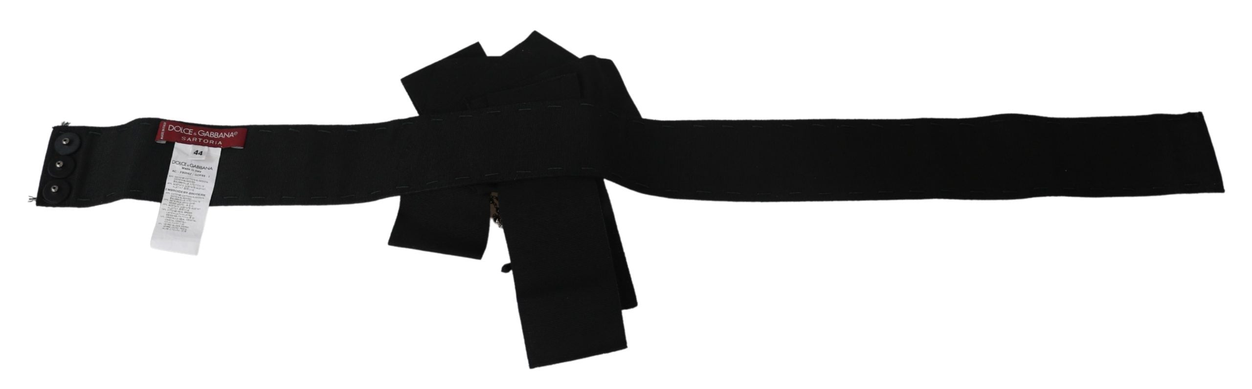Zwarte kristallen broche brede tailleband SATORIA riem