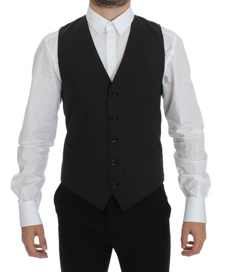 Grijze wollen stretchjurk blazer vest