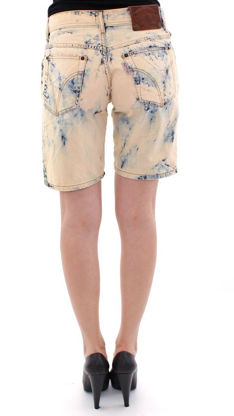 Blauwe katoenen gewassen jeans shorts broek