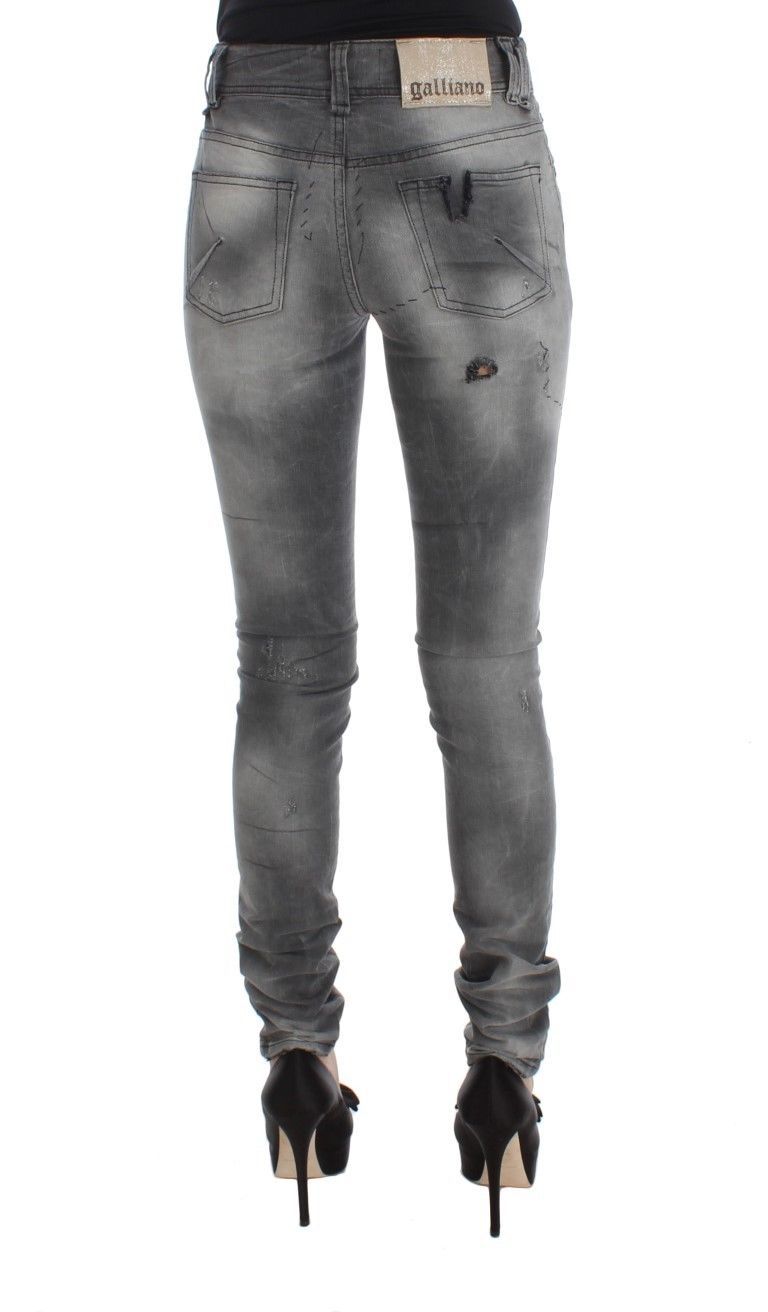 Grijs gewassen katoenen mix slim fit denim jeansbroek