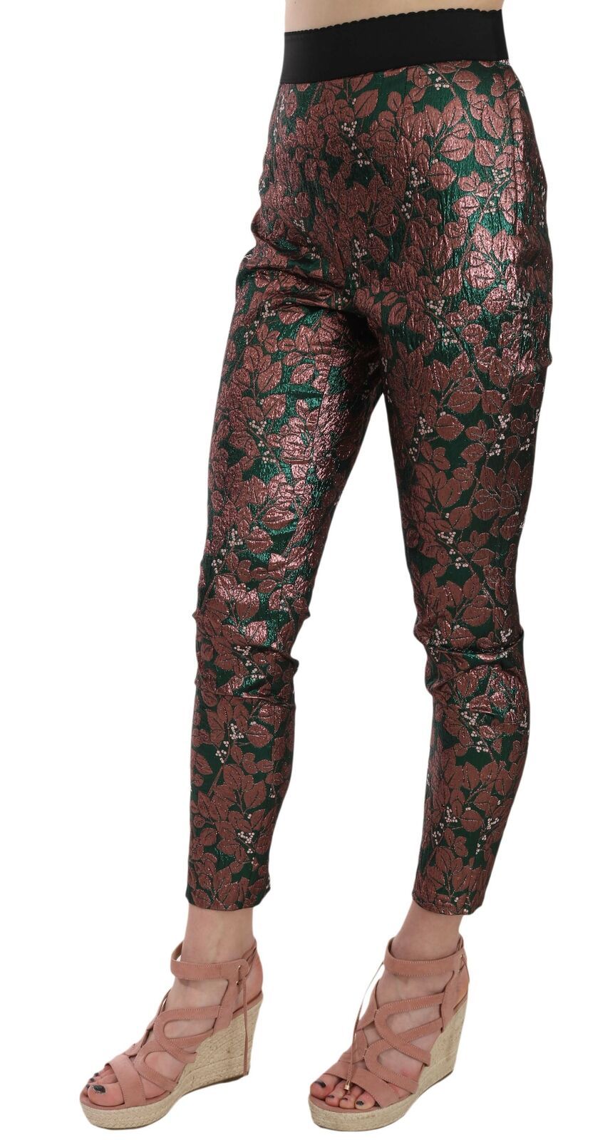 Multicolor Iriserende Brokaat Jacquard Broek Crop Broek