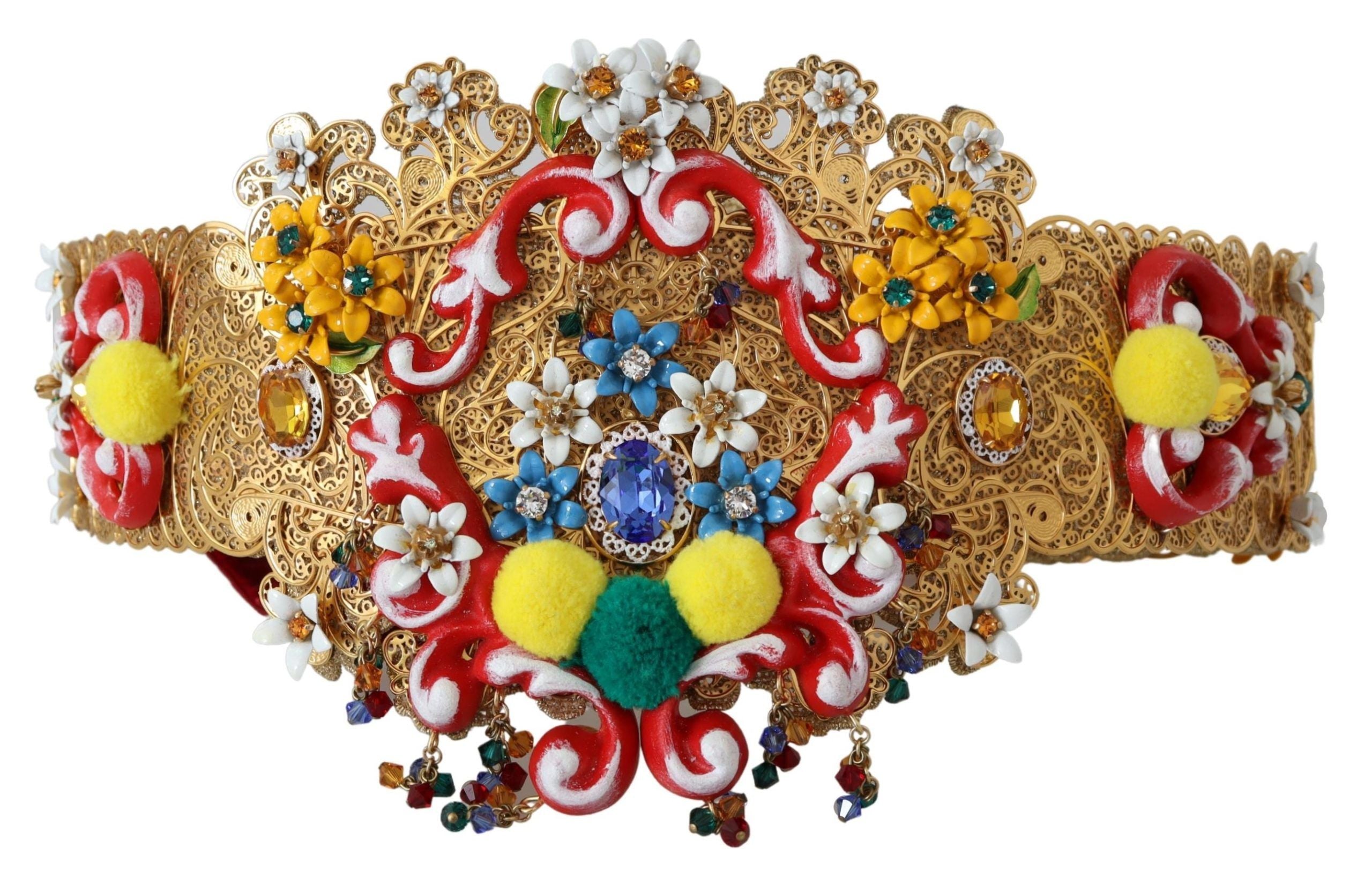 Versierde bloemenkristal brede taille carretto riem