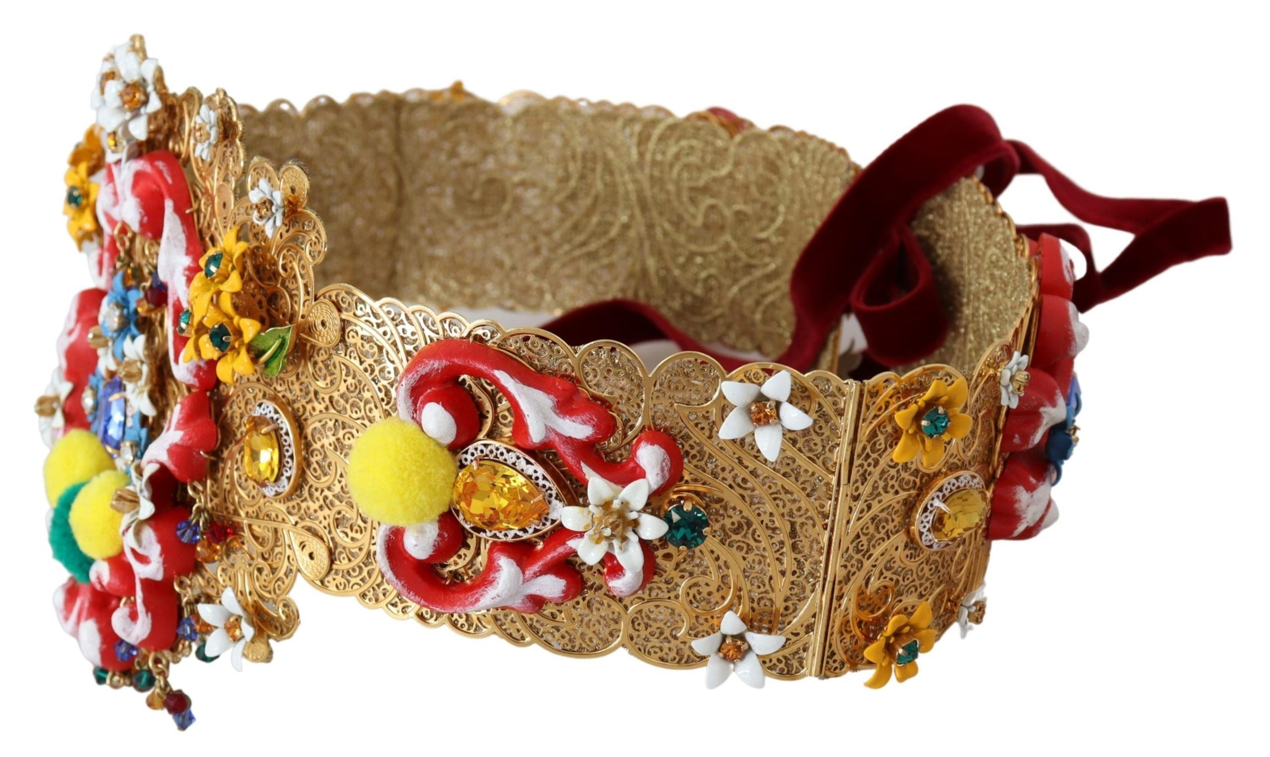 Versierde bloemenkristal brede taille carretto riem