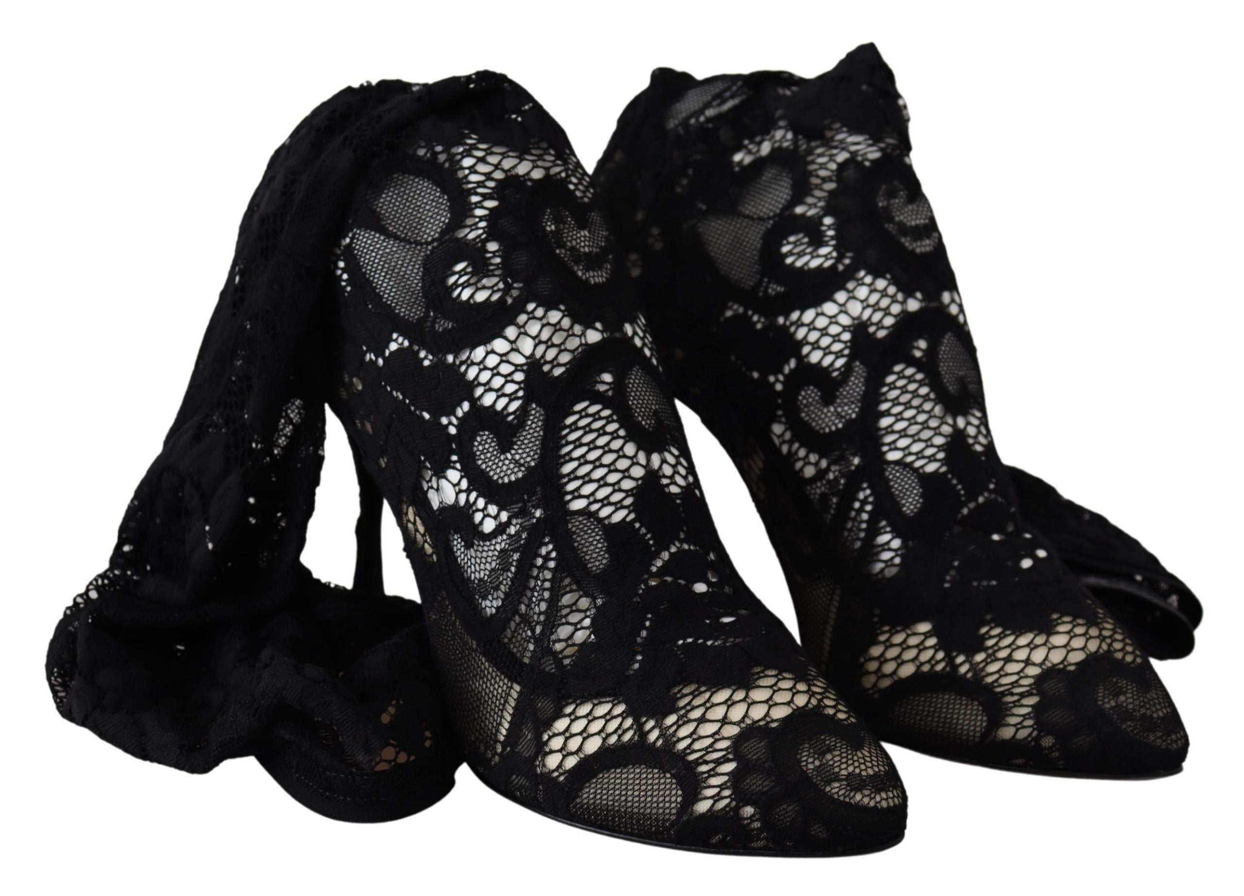 Zwarte Taormina kant sokken laarzen schoenen pumps