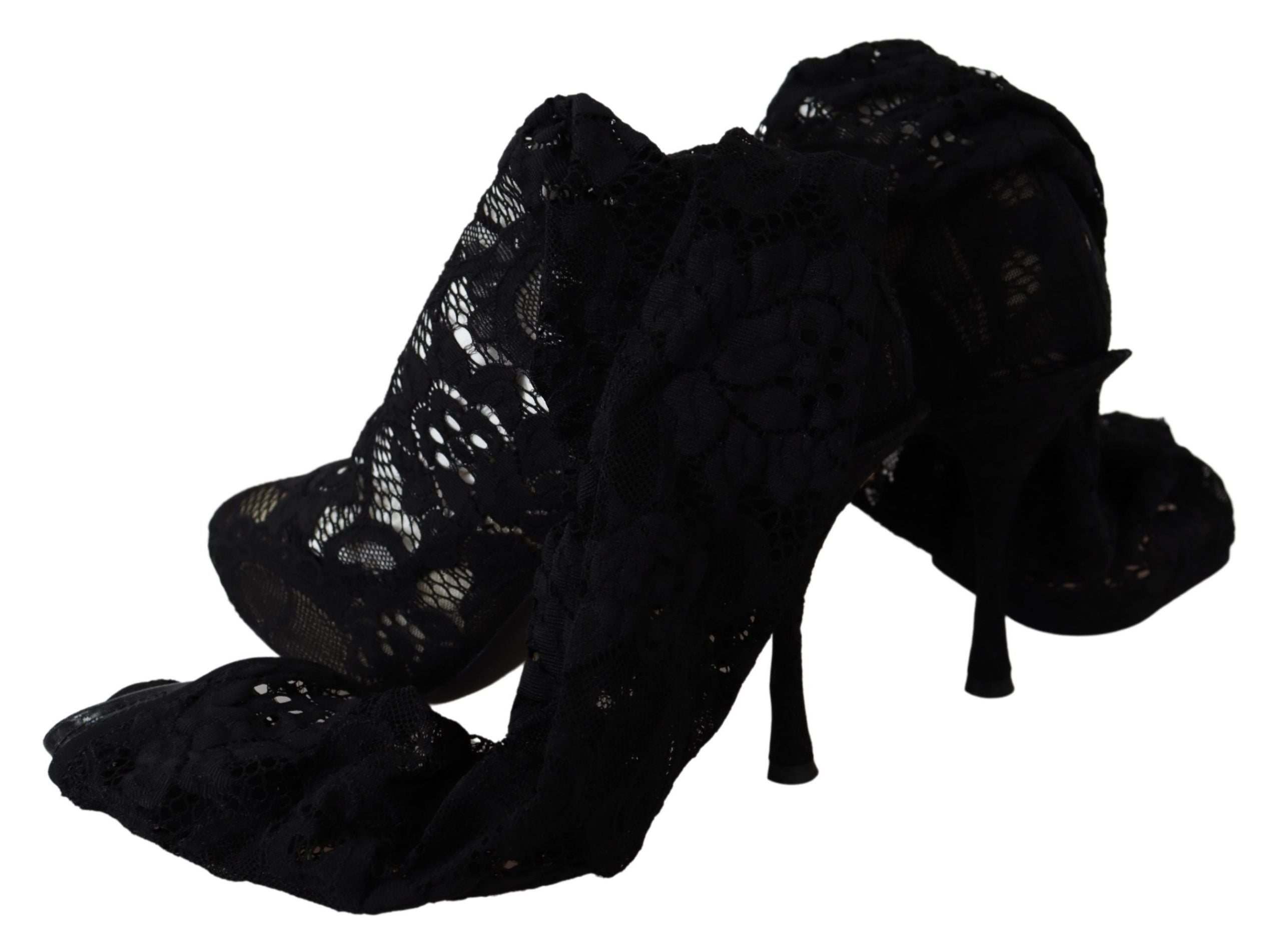 Zwarte Taormina kant sokken laarzen schoenen pumps